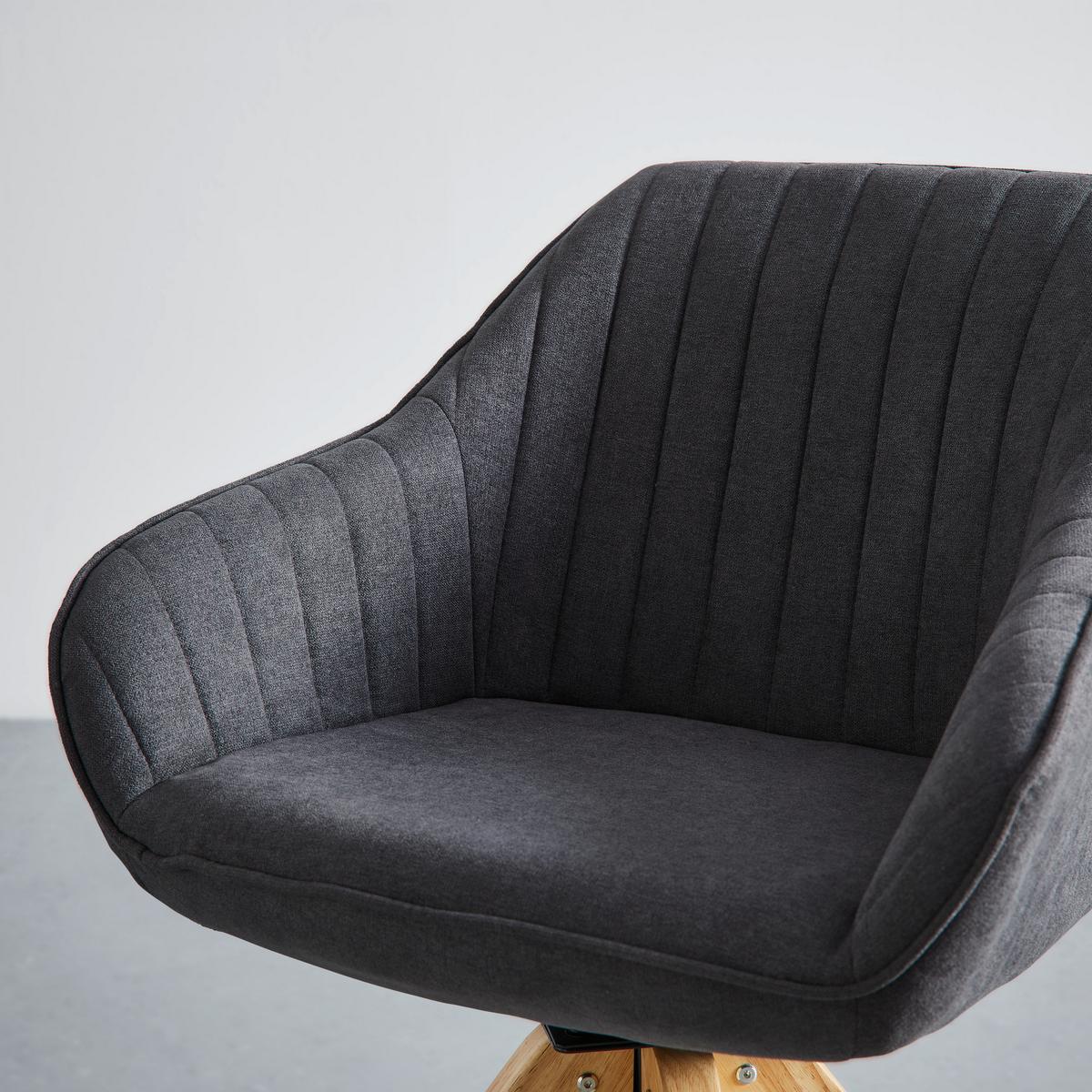 Jídelní židle LEONIE - šedá/barvy dubu, Moderní, dřevo/textil (60/84/61cm) - Modern Living
