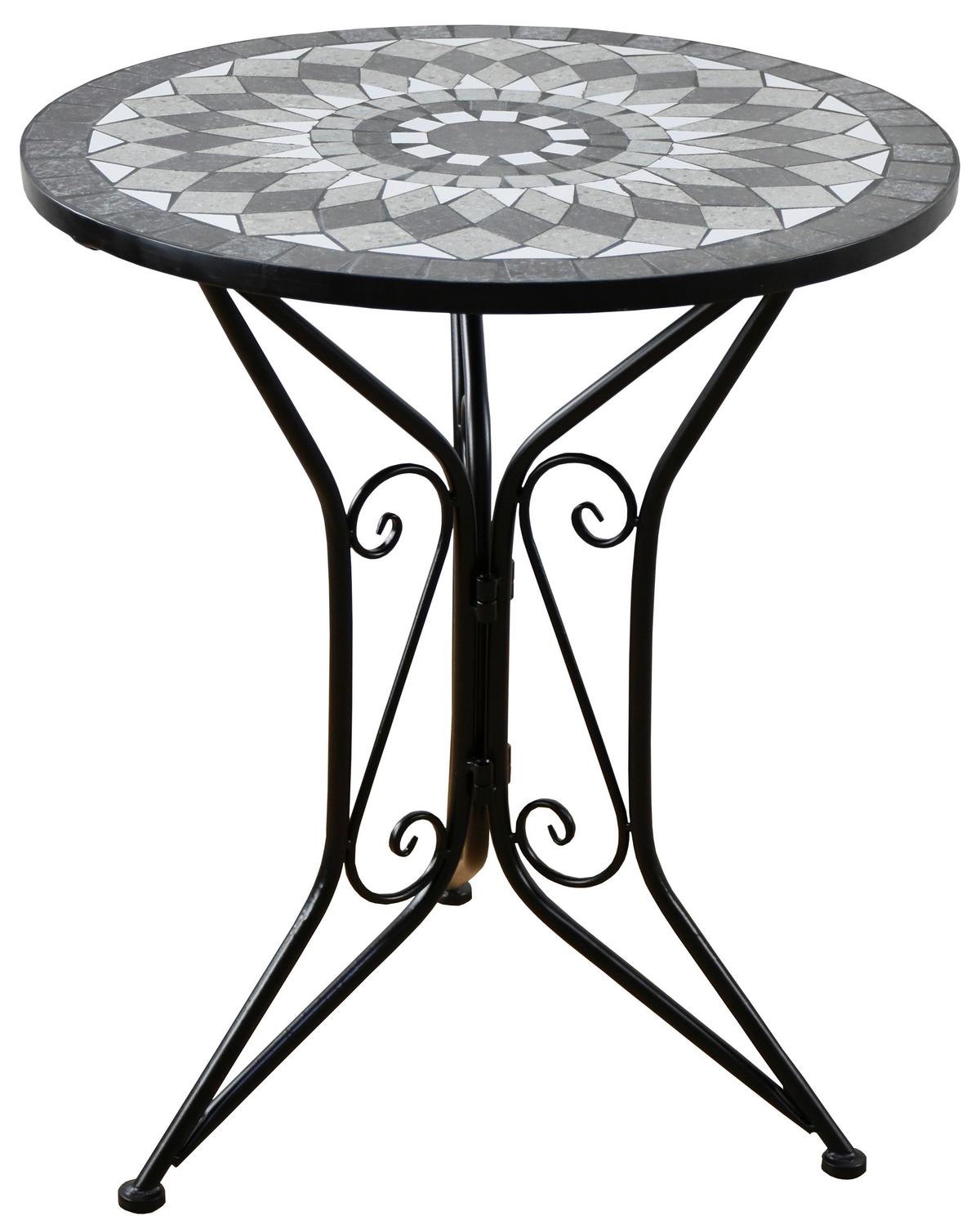 Balkonmöbel Set Jalua Metall/stein - Schwarz/Weiß, MODERN, Stein/Metall - Gardenson