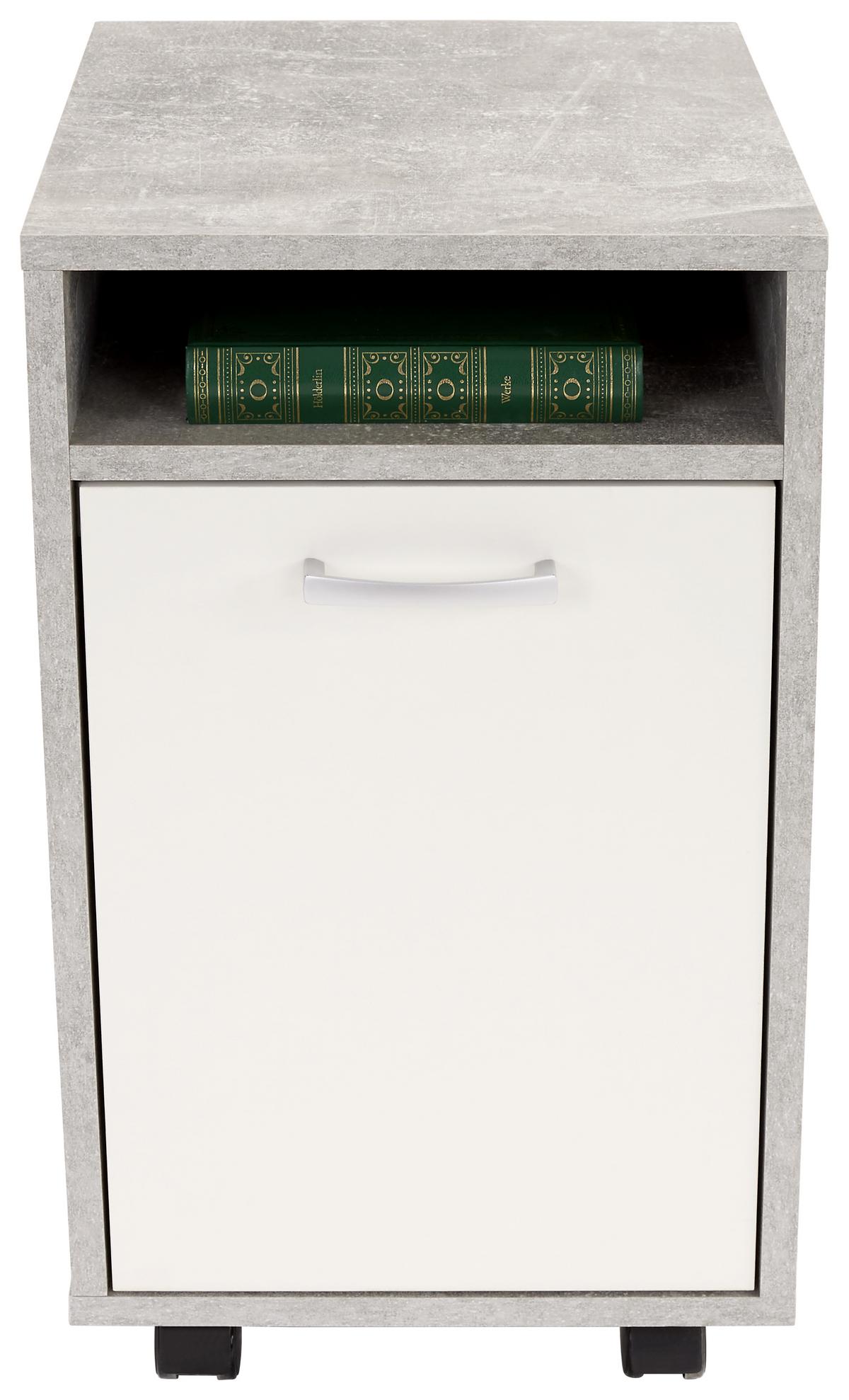 POJÍZDNÝ KONTEJNER LAURENC - šedá/bílá, Moderní, kompozitní dřevo/plast (33/59,5/38cm)