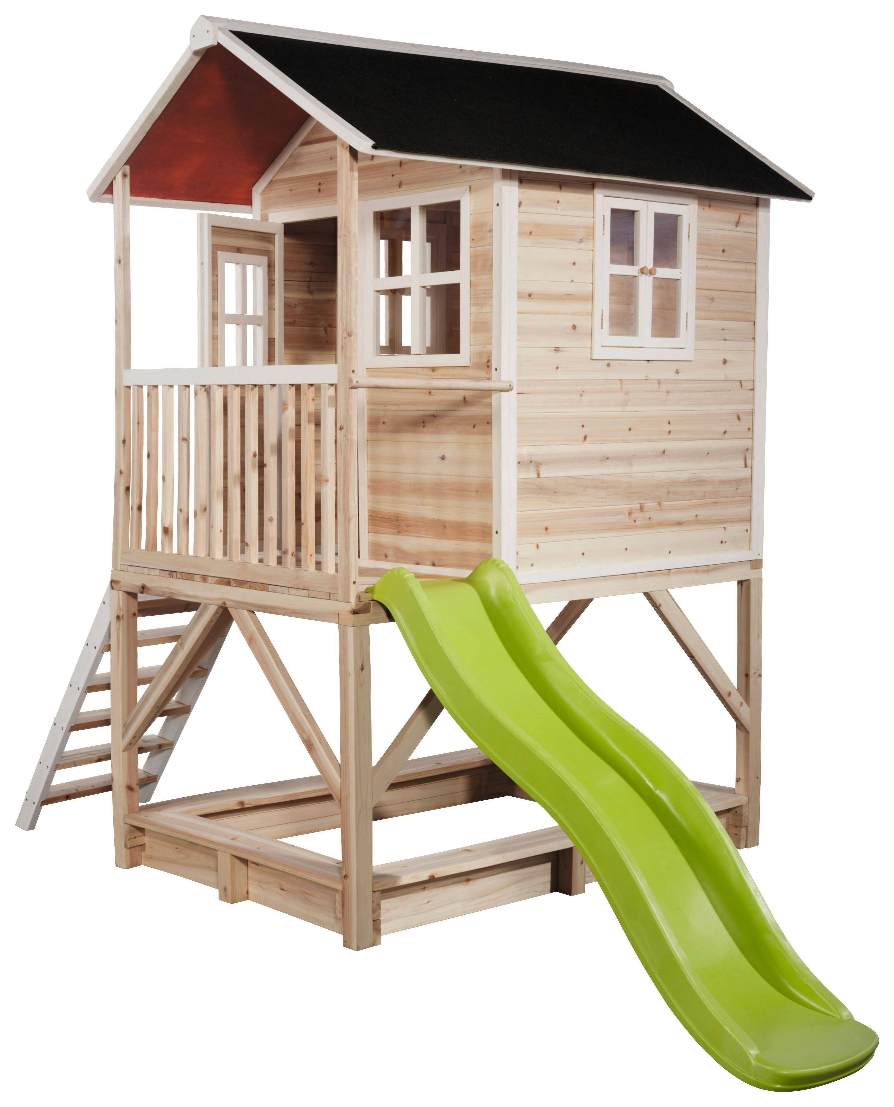Stelzenhaus Mit Rutsche Naturfarben Exit Loft 500 - Limette/Naturfarben, KONVENTIONELL, Holz (329/190/253cm) - EXIT Toys