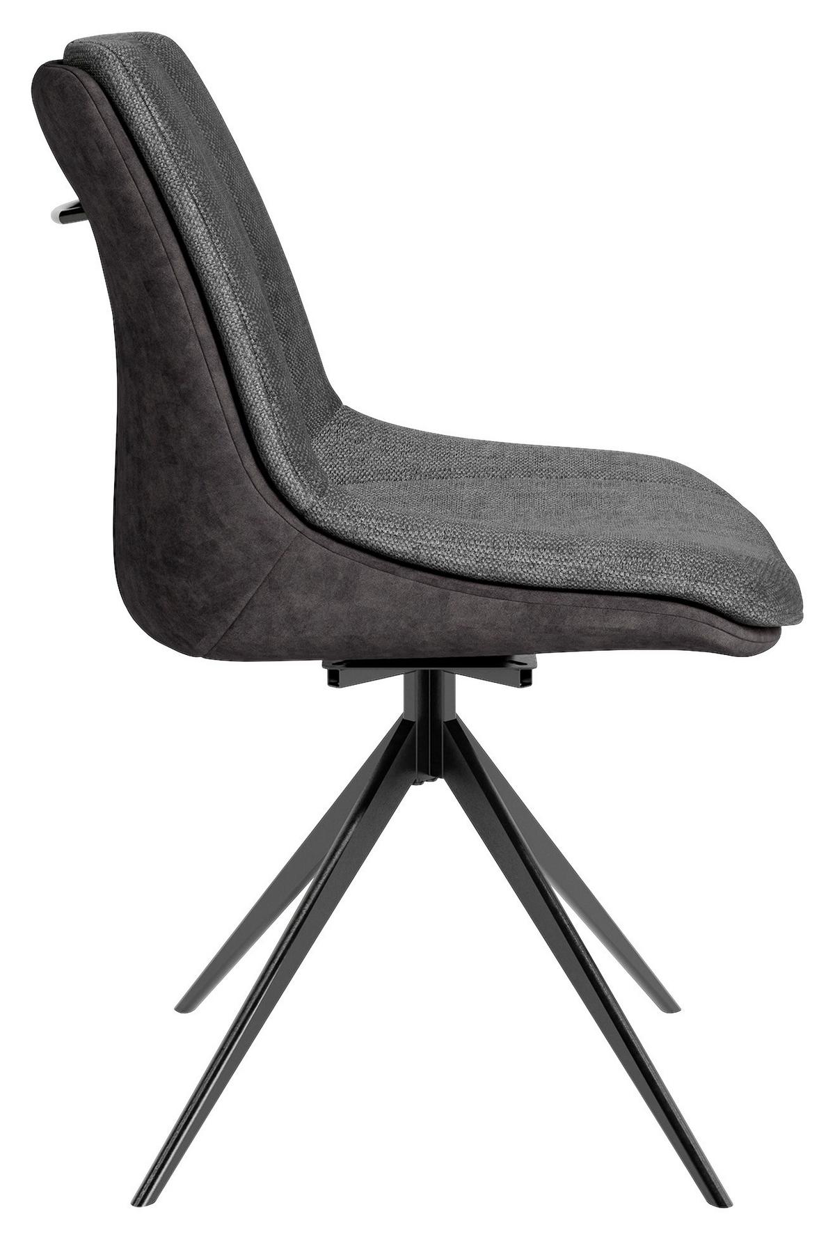Stuhl-set Phoenix - Dunkelgrau/Schwarz, MODERN, Textil/Metall (50/88/62cm) - MID.YOU