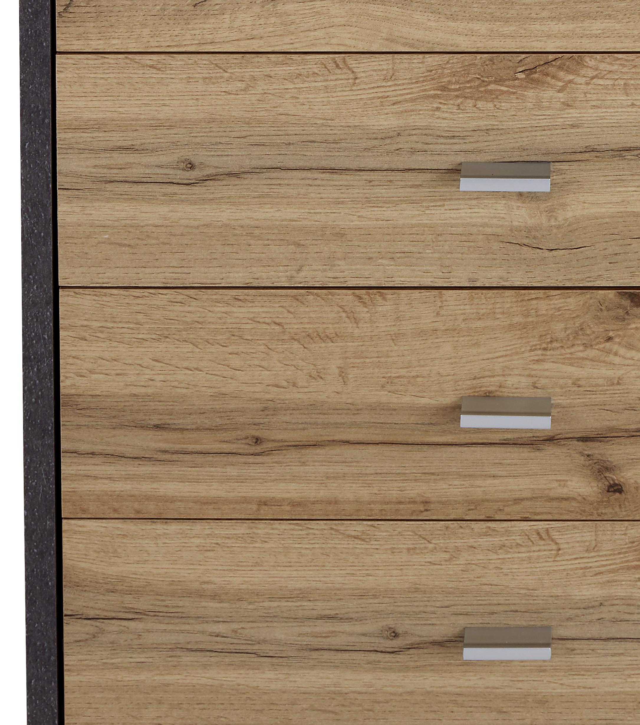 Kommode B: 50 cm 4-You YUK Grau/Wotan Eiche Dekor