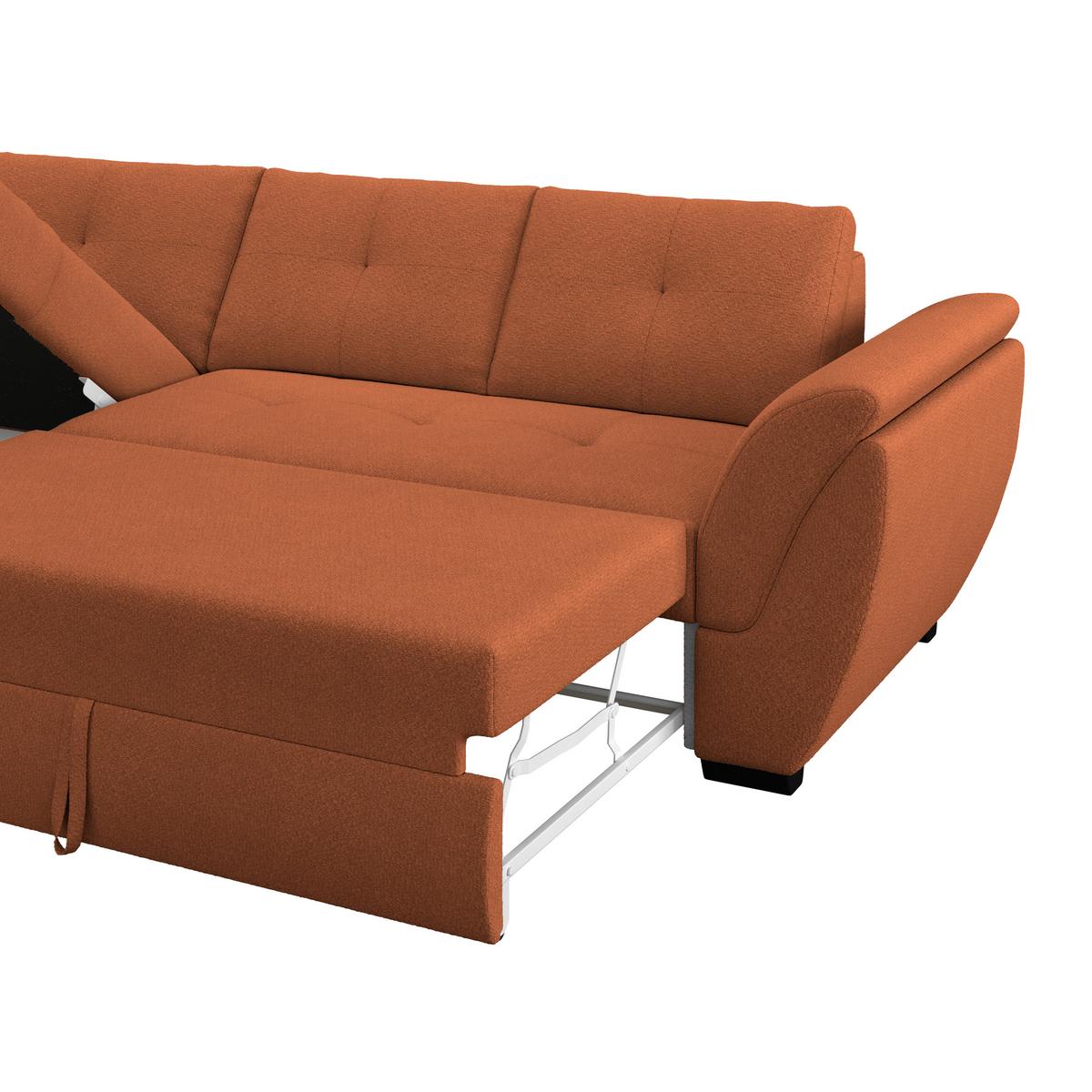 Rohová sedačka BERISSO, ľavá, terakota - čierna/terakotová, Konventionell, textil/plast (187/278cm) - Ondega