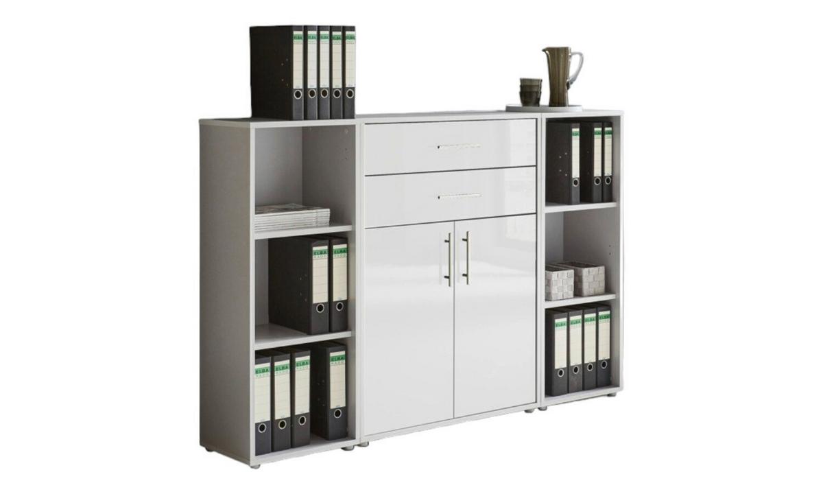 Aktenschrank Office Edition Grau/weiß Hg, B: 172,6 Cm - Weiß Hochglanz/Grau, MODERN, Holzwerkstoff (172,6/113,6/33cm) - MID.YOU