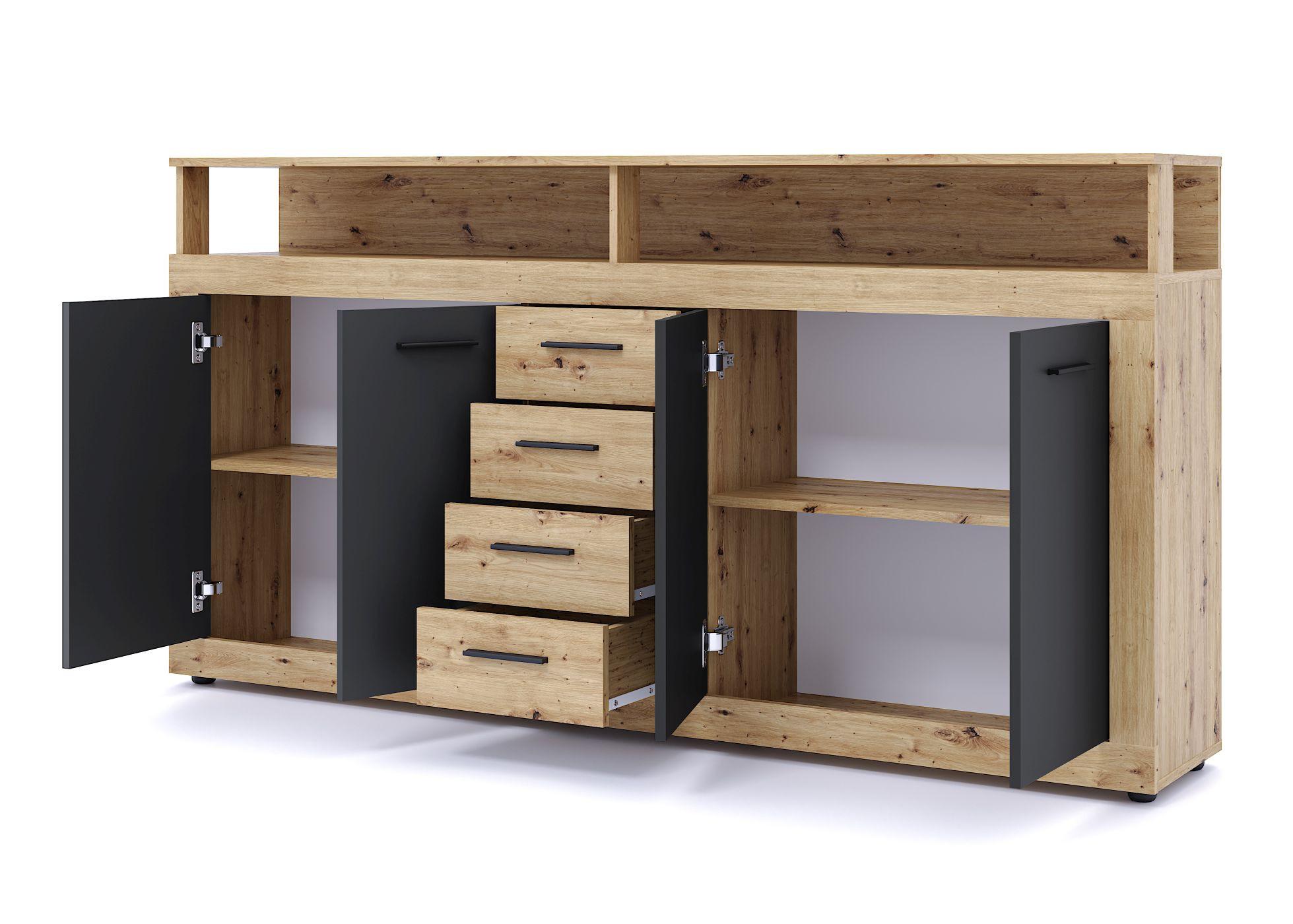 Komona Bonita, š: 190 cm - černá/dub artisan, Konvenční, kompozitní dřevo/plast (190/95/32cm)