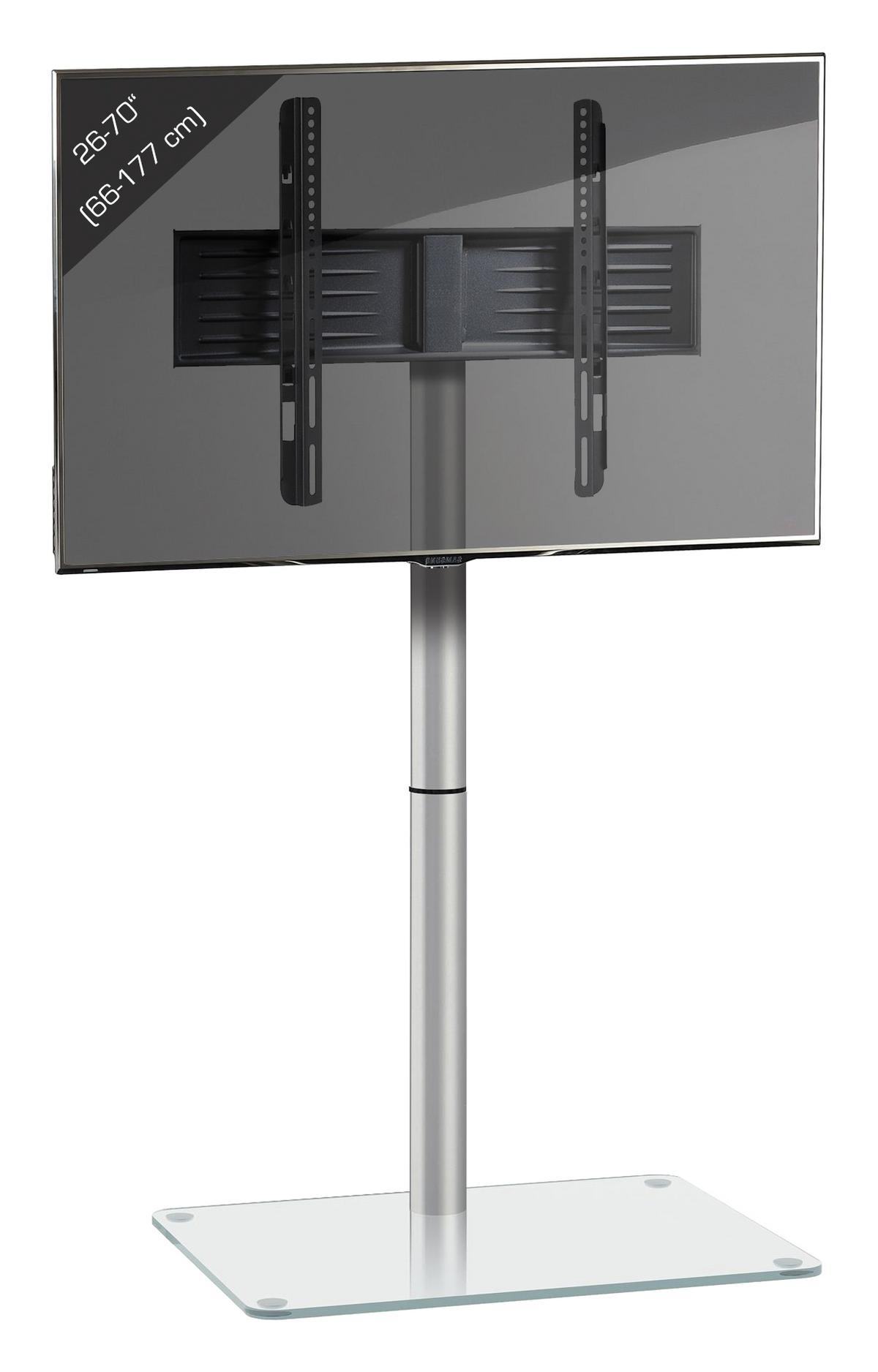 Tv-rack Schwenkbar Alani Max. 40 Kg - Klar/Alufarben, Basics, Glas/Metall (60/100/45cm) - MID.YOU