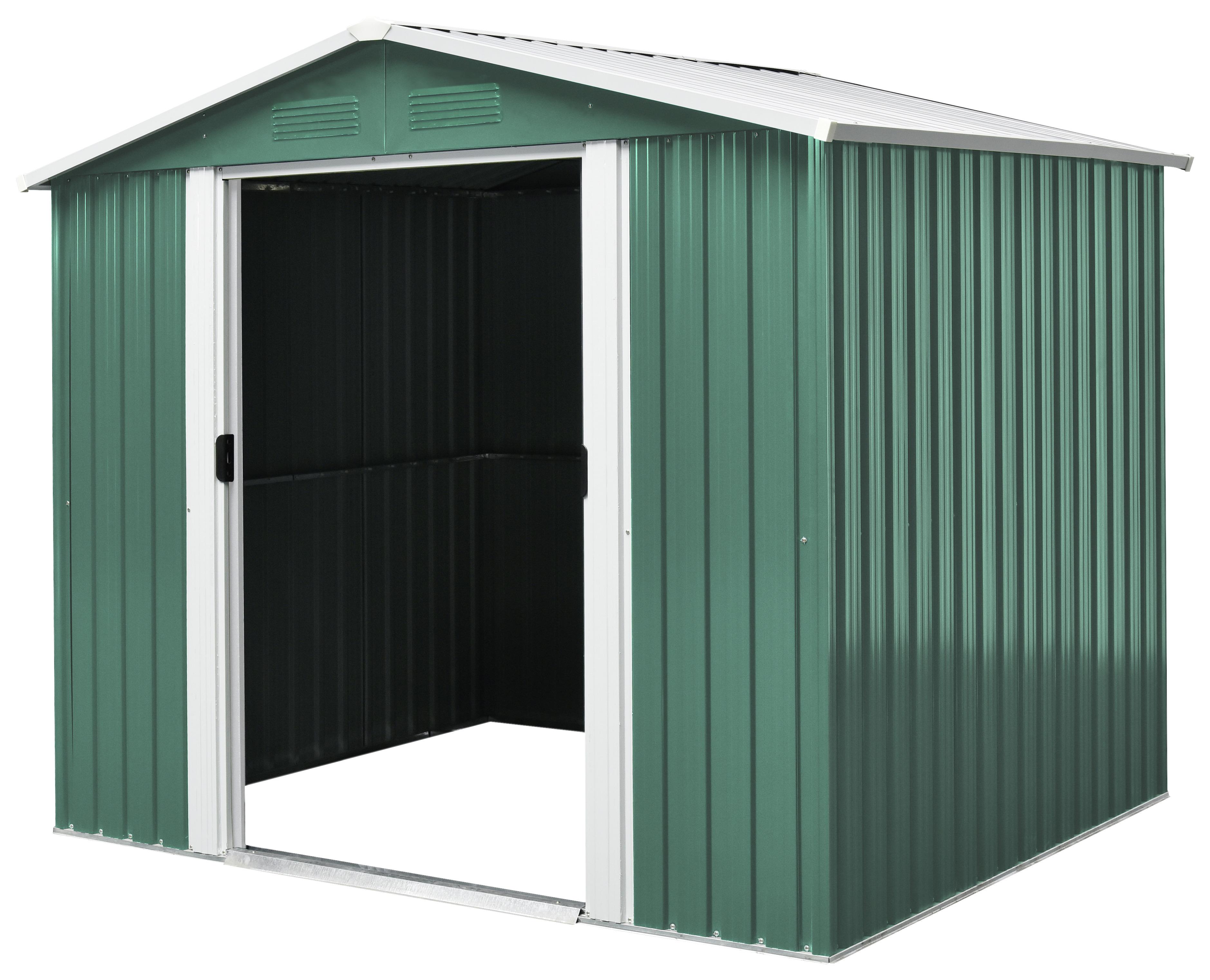 Gerätehaus ohne Boden 236x190x174 - Weiß/Grün, Basics, Metall (236/190/174cm)