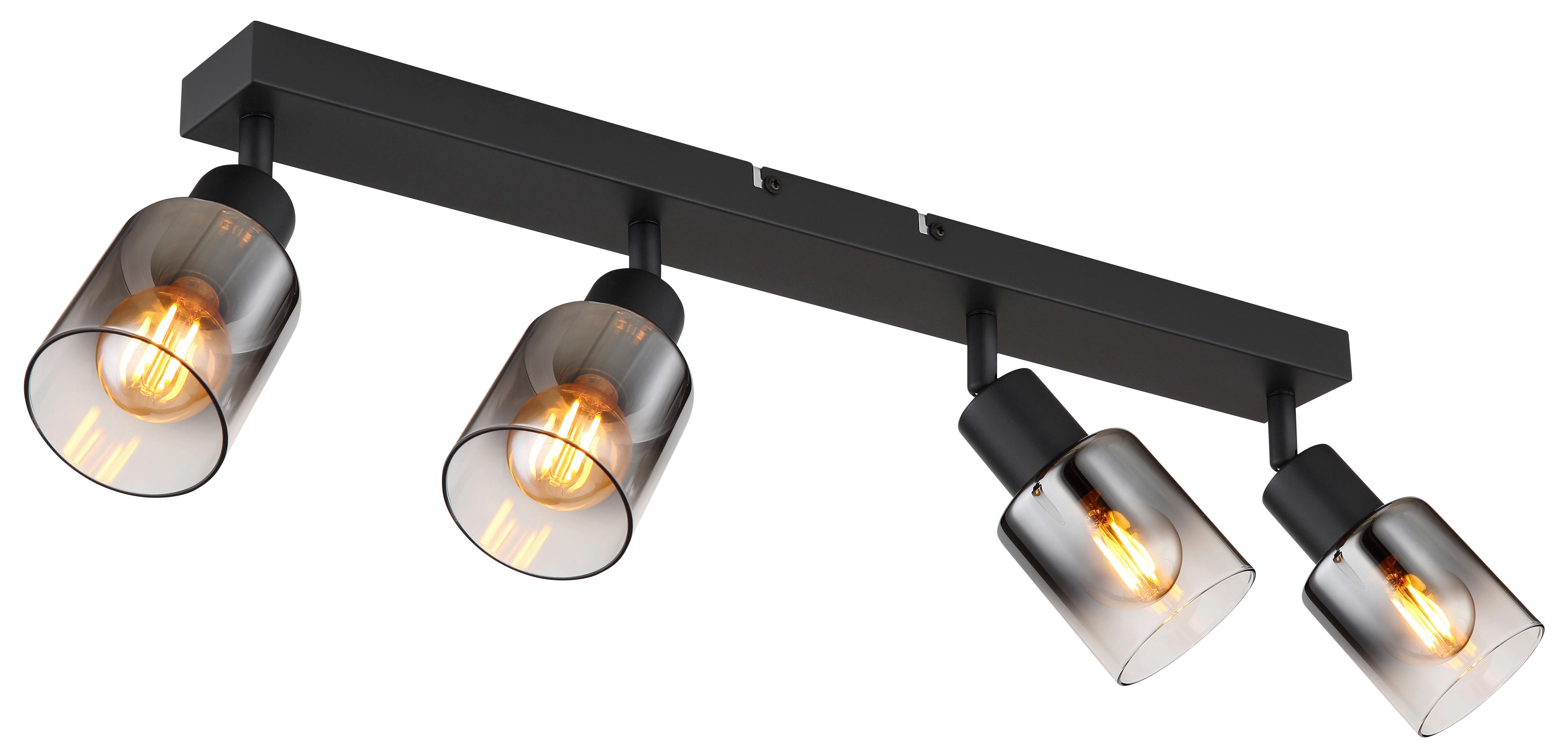 Strahler Timo 4-flammig Verstellbar Ø 7 Cm - Schwarz, MODERN, Glas/Metall (56/7/14cm) - Luca Bessoni