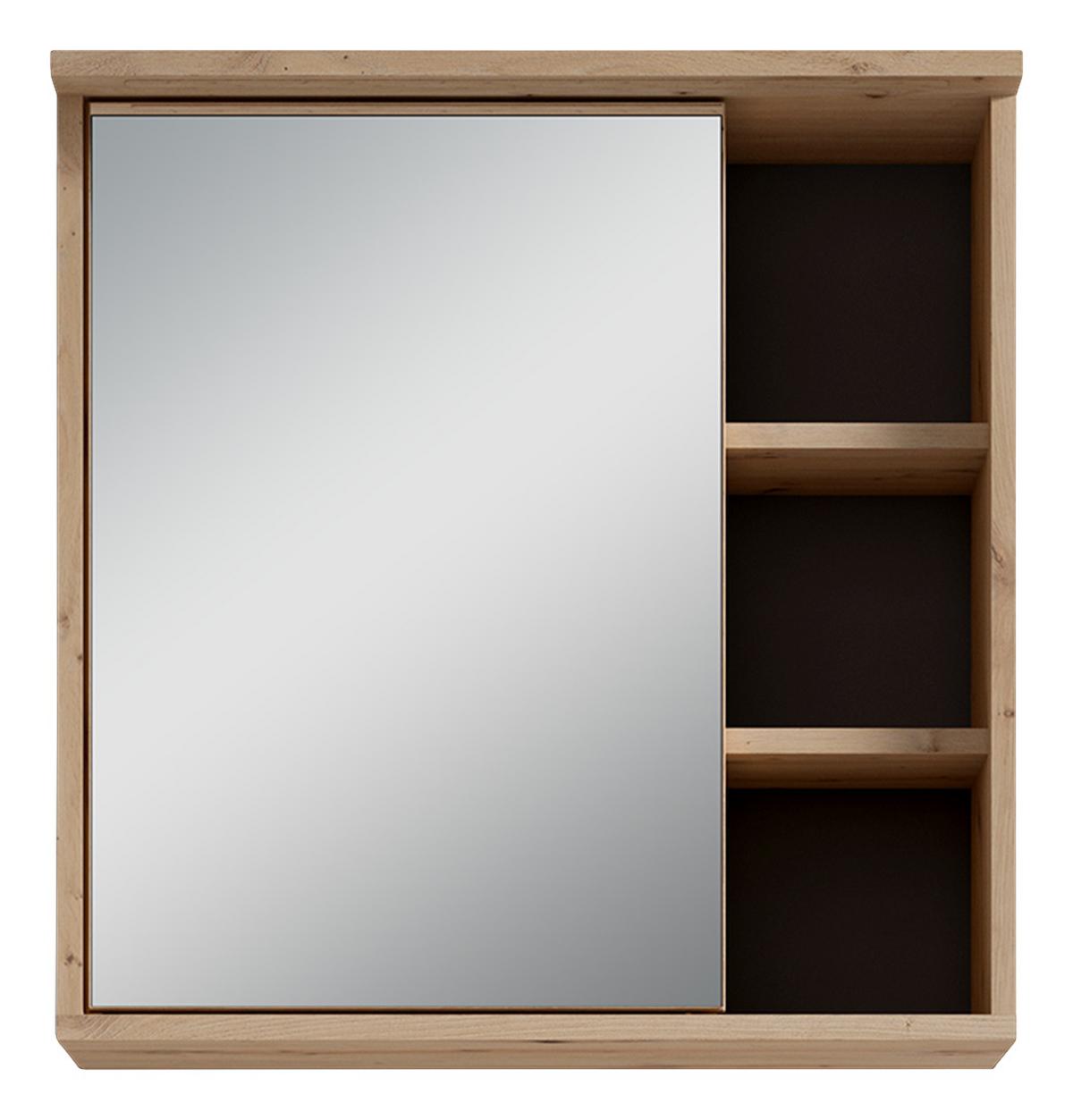 Spiegelschrank Wellness Mit Led 1 Tür Bxhxt 60x61x28 Cm - Anthrazit/Eiche Artisan, MODERN, Glas/Holzwerkstoff (60/61/28cm) - MID.YOU