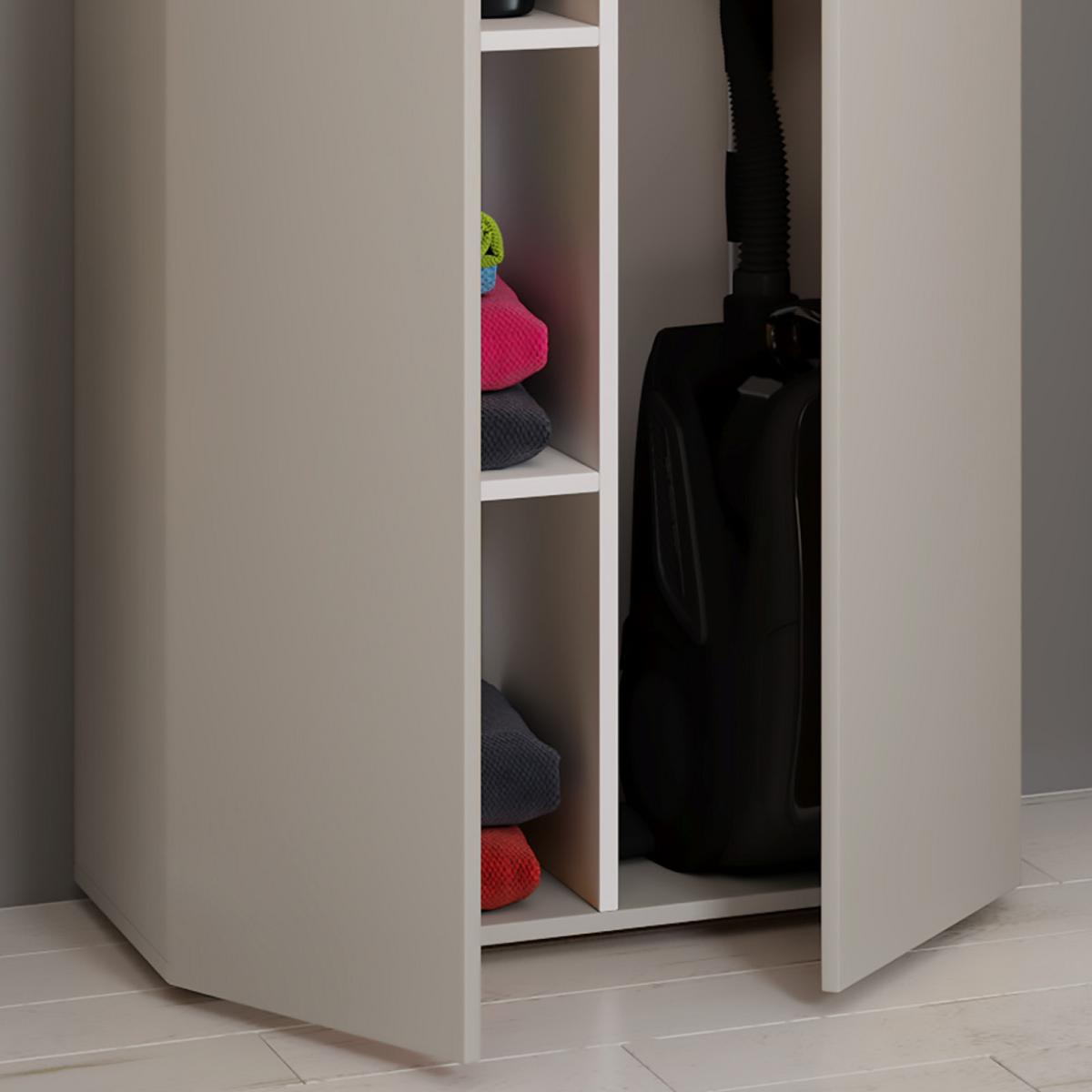 Mehrzweckschrank Lona Xxl Grau Stehend Bxh: 70/223 Cm - Schwarz/Grau, MODERN, Holzwerkstoff (70/223/39cm) - MID.YOU