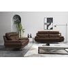 3-sitzer-sofa Derby Echtleder Braun B: 225 Cm - Chromfarben/Braun, Design, Leder (225/92/99cm) - Livetastic