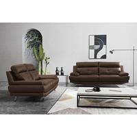 3-sitzer-sofa Derby Echtleder Braun B: 225 Cm - Chromfarben/Braun, Design, Leder (225/92/99cm) - Livetastic