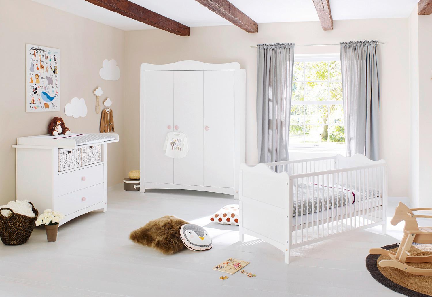 BABYZIMMER 100023BG FLORENTINA - Weiß, Trend, Holz/Holzwerkstoff - Pinolino
