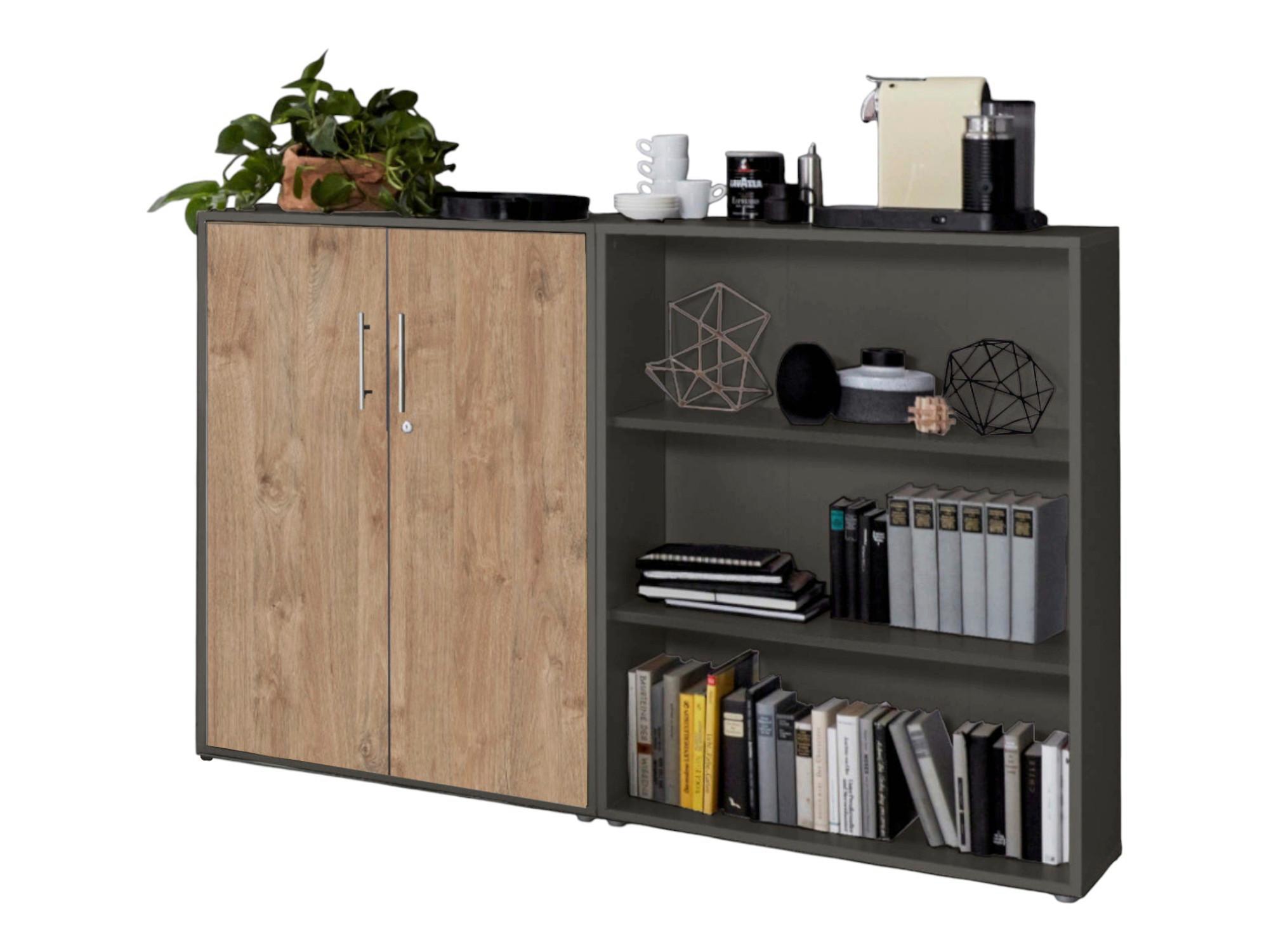 AKTENSCHRANK OFFICE EDITION-SW SET 1 NIEDR. - Eichefarben/Anthrazit, MODERN, Holzwerkstoff (168,8/113,6/33cm) - MID.YOU
