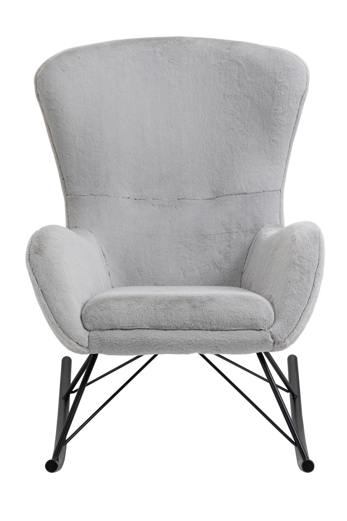 Schaukelstuhl Schwarz, Hellgrau B: 70 cm - Hellgrau/Schwarz, MODERN, Textil (70/102/94cm) - Livetastic