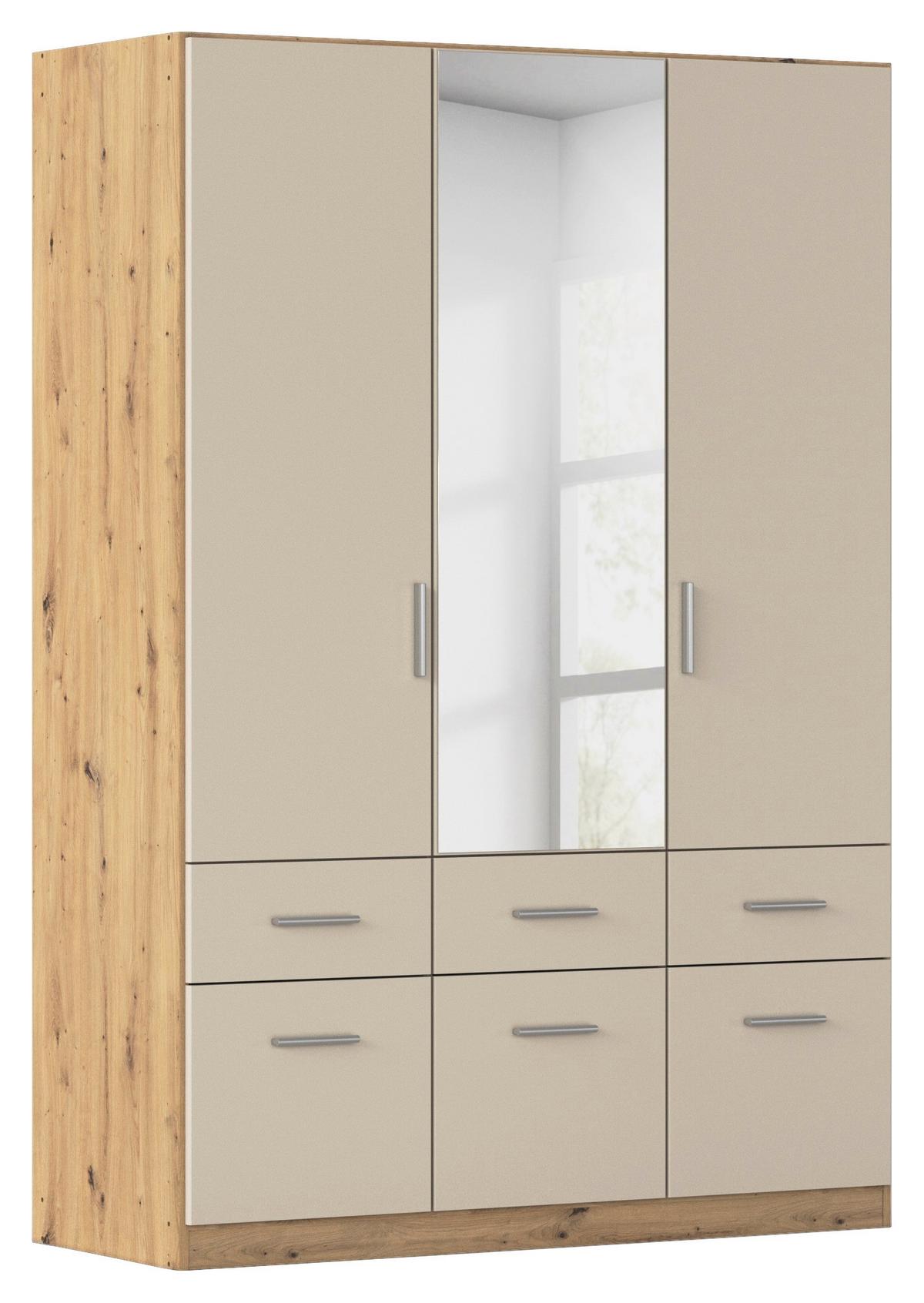 Kleiderschrank Celle Matt Champagner B: 136 cm - Champagner/Eiche Artisan, Trend, Holzwerkstoff (136/197/54cm)