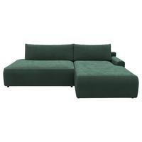 Eckschlafsofa Prag, D. Grün S: 253x167 cm - Dunkelgrün/Schwarz, MODERN, Textil (253/167cm) - Trendmanufaktur