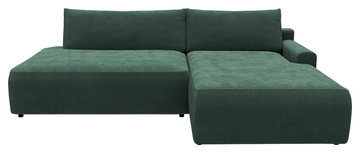 Eckschlafsofa Prag, D. Grün S: 253x167 cm - Dunkelgrün/Schwarz, MODERN, Textil (253/167cm) - Trendmanufaktur