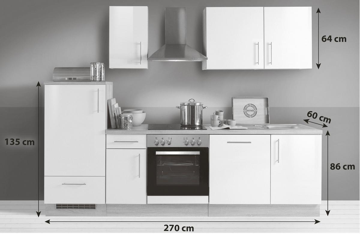 Küchenblock Premium - Dunkelbraun/Sonoma Eiche, KONVENTIONELL, Holzwerkstoff (270cm) - Menke