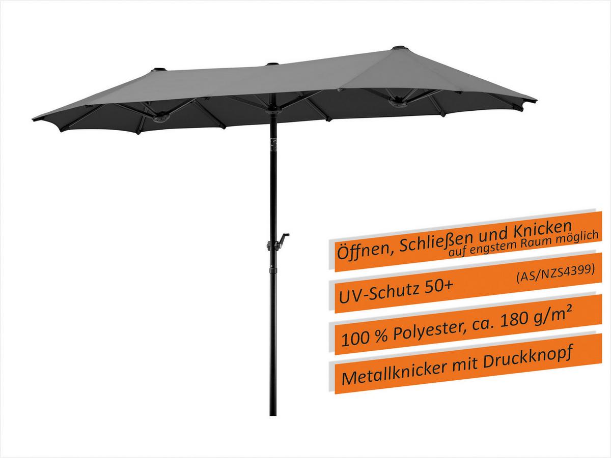 Doppelsonnenschirm Salerno BxHxT: 300x220x150 cm Anthrazit - Anthrazit, Basics, Textil/Metall (300/220/150cm) - Schneider