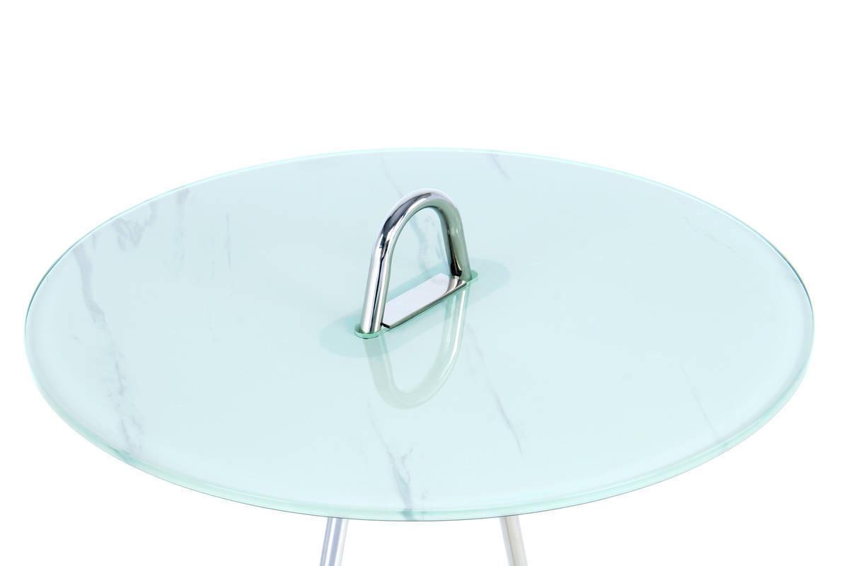 Beistelltisch Pendulum Silberfarben/Weiß - Silberfarben/Weiß, Basics, Glas/Metall (46/46/60cm) - Kayoom