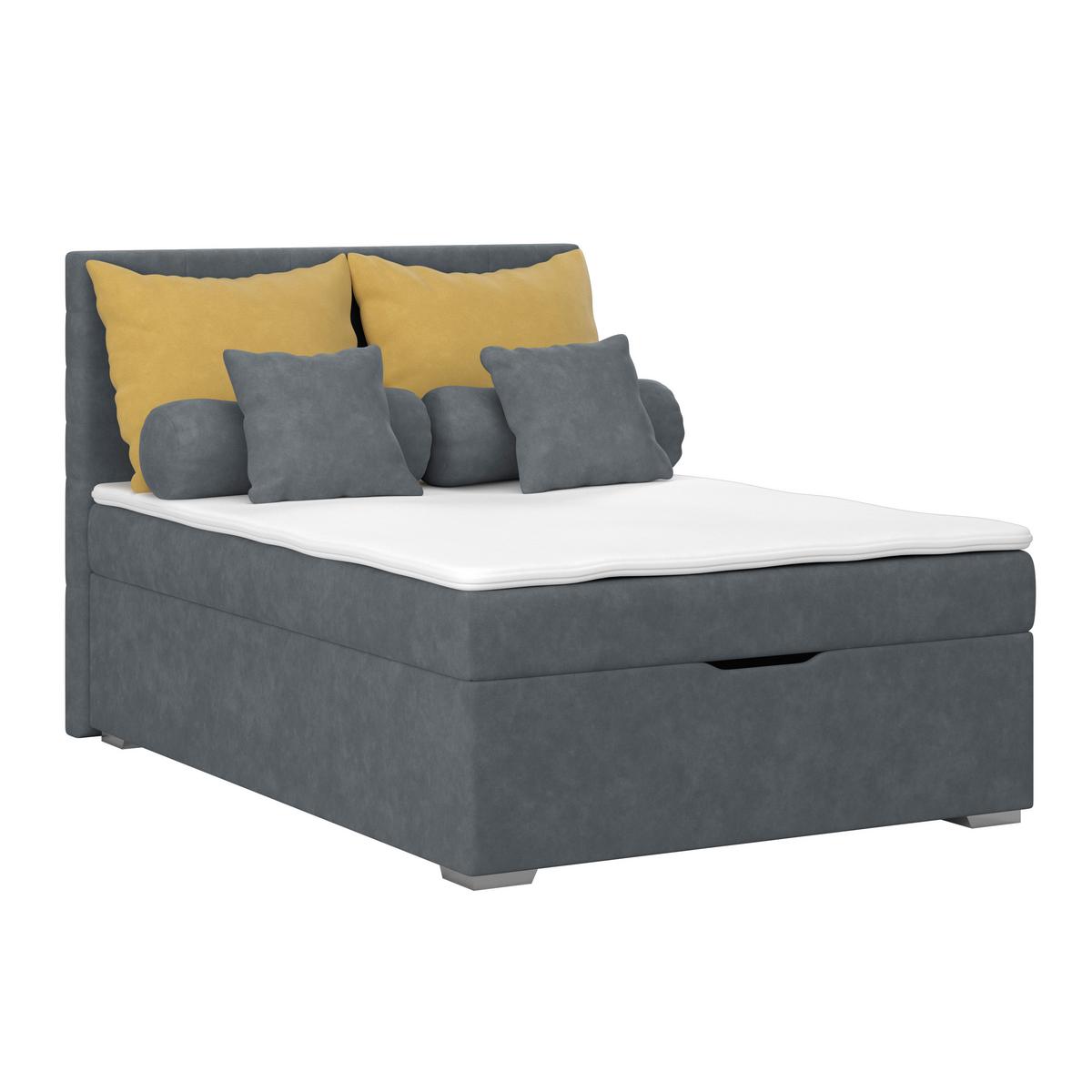 Kárpitozott Ágy Adria 140/200cm - szürkéskék, Konventionell, textil/fa