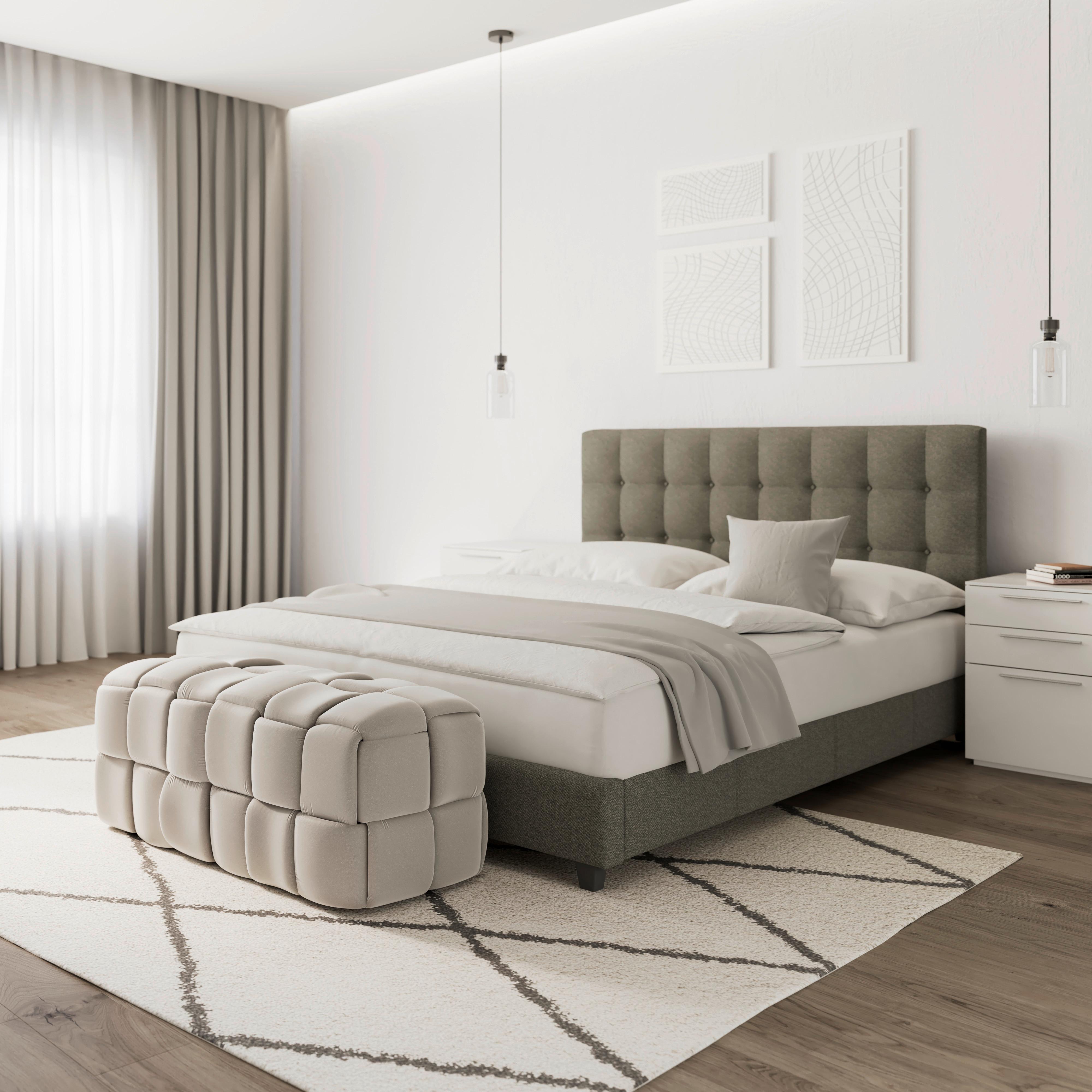 Moderná lavica ELLA béžová - čierna/béžová, Modern, drevo/textil (118/47/47cm) - Bessagi Home
