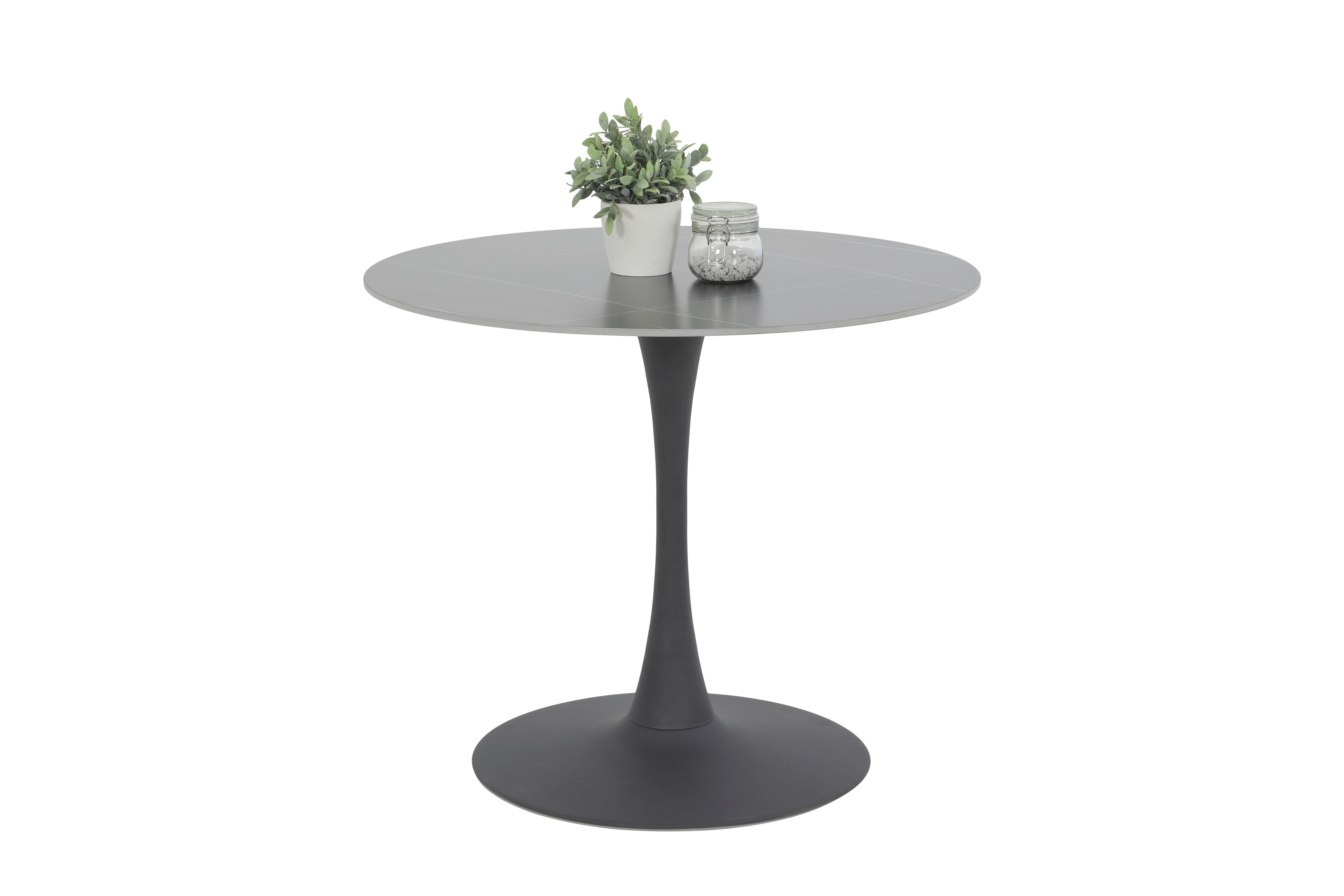 ESSTISCH PAOLA II T - Anthrazit/Schwarz, MODERN, Stein/Metall (90/75/90cm) - P & B