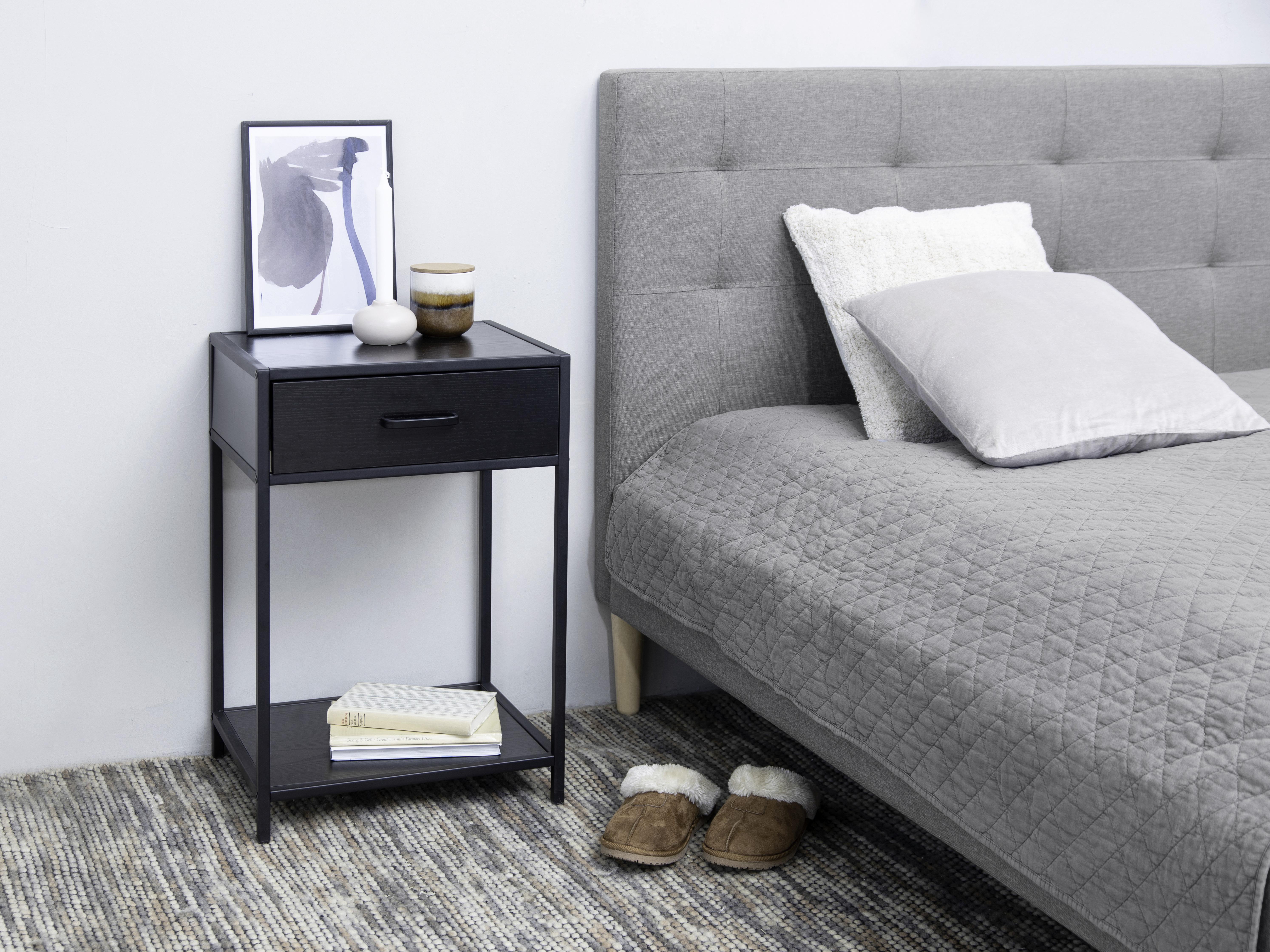 Nočný stolík SEAFORD čierny - čierna, Konventionell, kov/drevo (42/63/35cm) - Livetastic