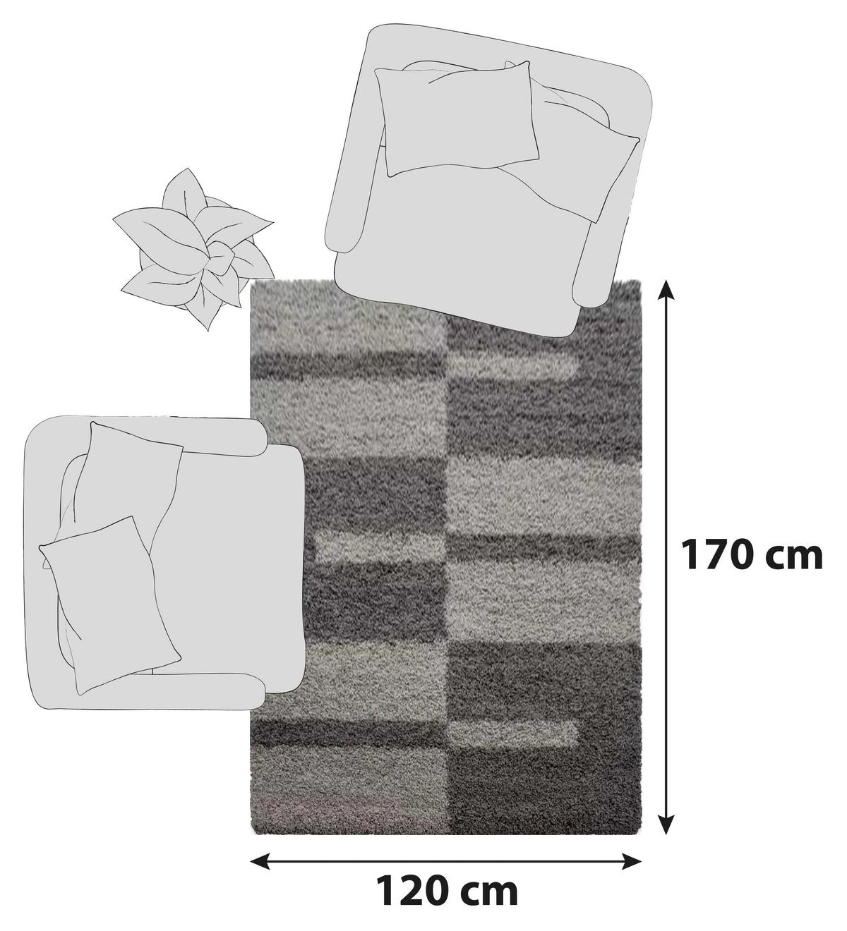Hochflor Teppich Taupe Gala 120x170 Cm - Taupe, Design, Textil (120/170cm)