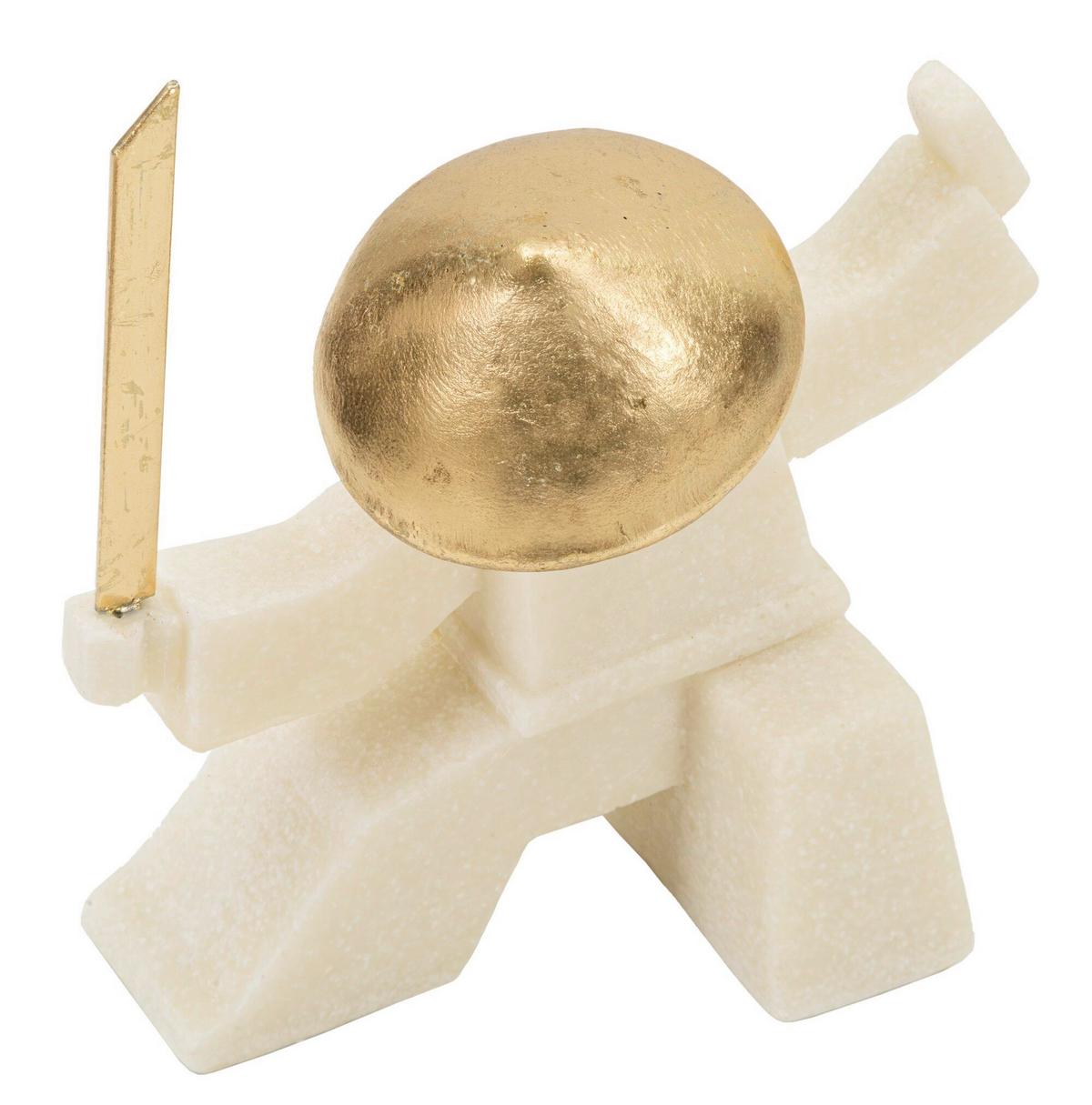 Skulptur Kunststoff/metall, Weiß/gold - Basics, Kunststoff/Metall (17/18.5/7.5cm)