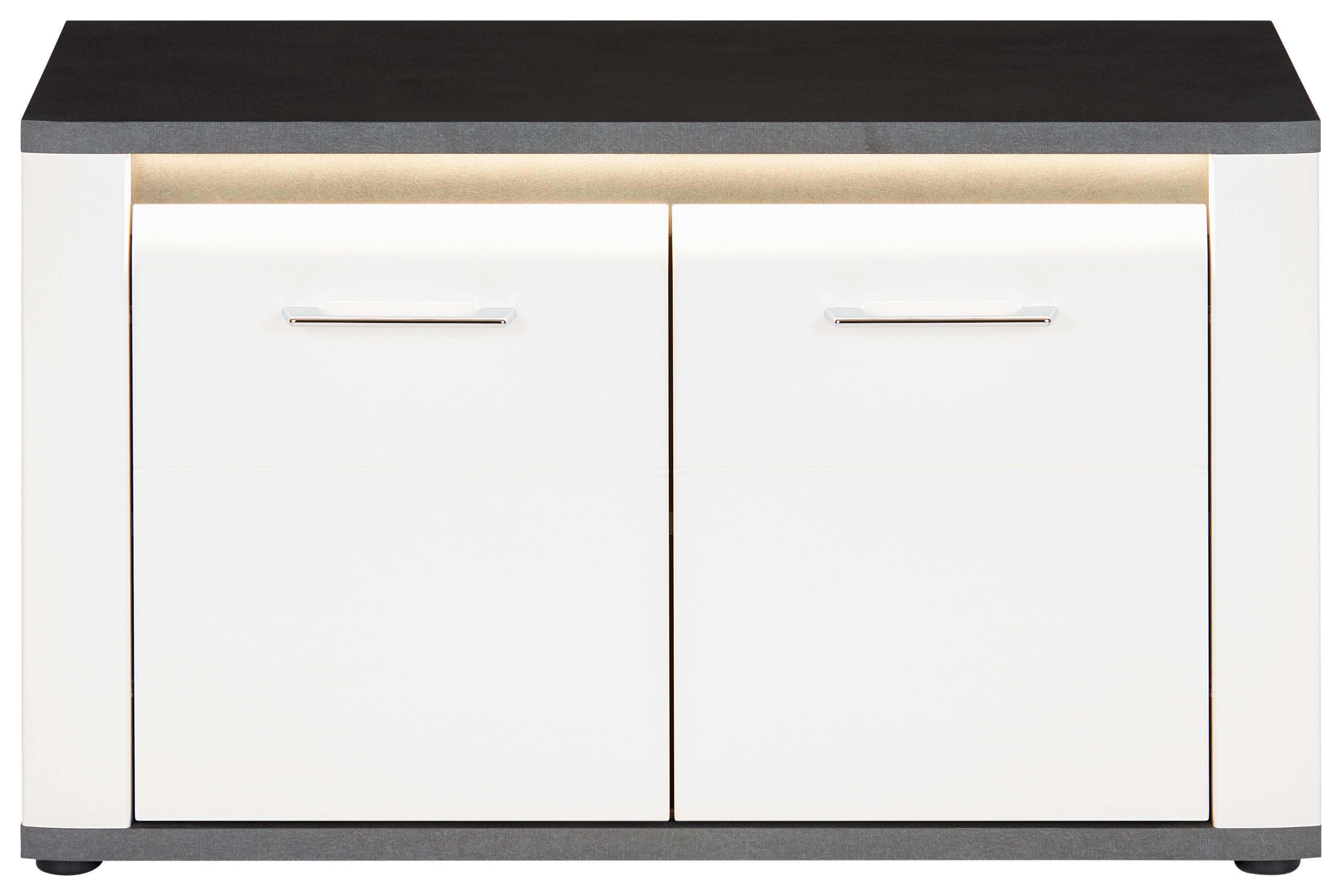 Garderobenbank Alassio B: 85cm 2 Türen, Weiß/Matera - Schwarz/Weiß, MODERN, Holzwerkstoff (85/51,5/37,6cm) - Luca Bessoni