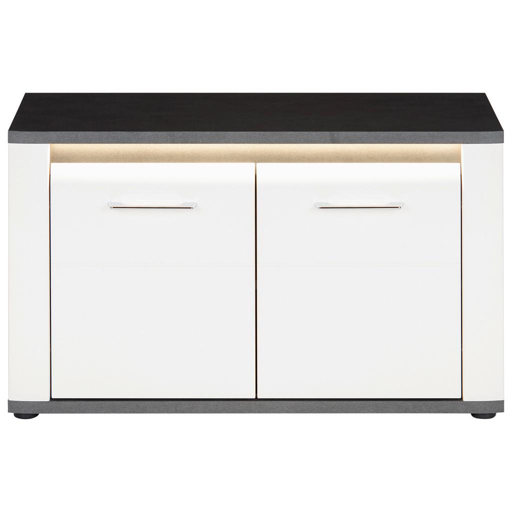 Garderobenbank Alassio B: 85cm 2 Türen, Weiß/Matera