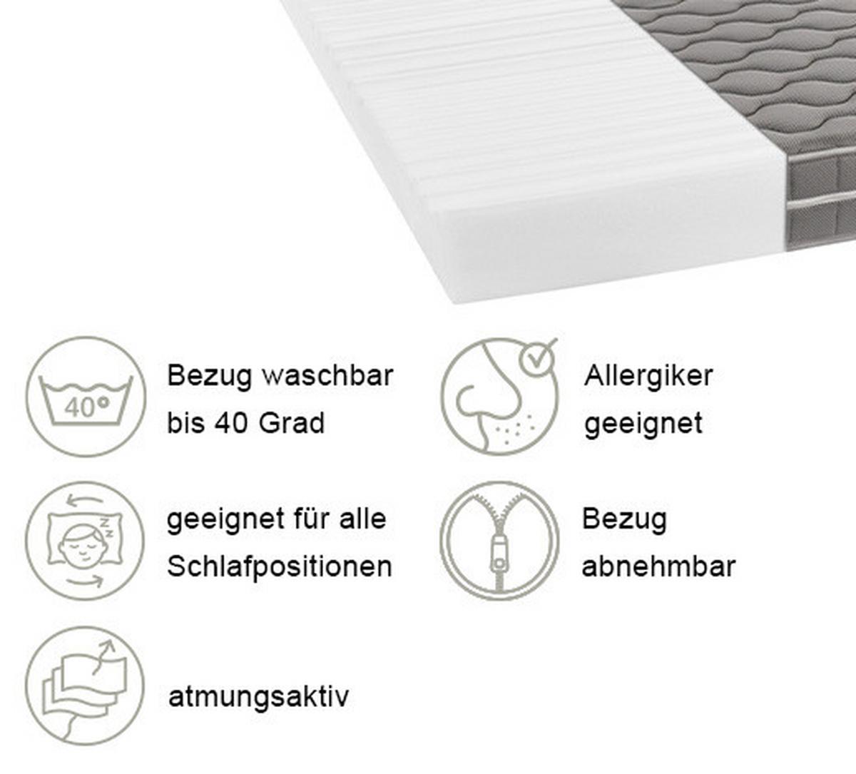 Viscomatratze Visko Plus - Hellgrau, Basics, Textil (100/200cm) - P & B