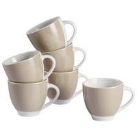 Tassenset Weiß Taupe 6-Teilig B: 24,5 Cm - Taupe/Weiß, Basics, Keramik (24,5/16,5/9,5cm) - Van Well