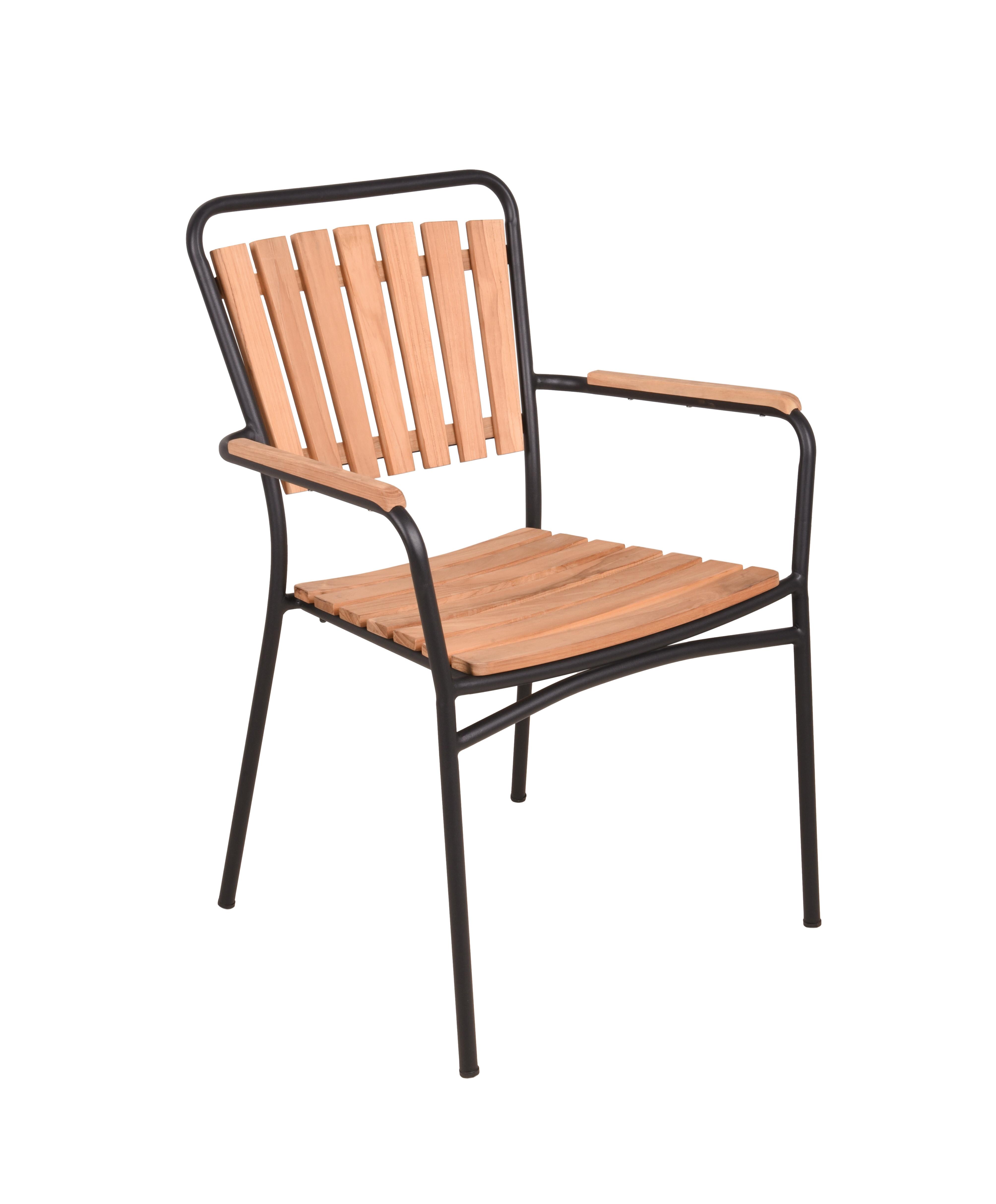 Stapelstuhl Covina - Schwarz/Braun, Basics, Holz/Metall (60/91/63cm) - Gardenson