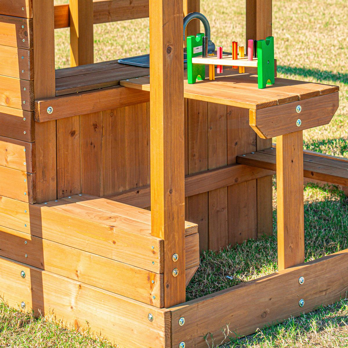 Spielturm mit Rutsche Limegrün - Anthrazit/Limette, Basics, Holz/Kunststoff (435/410/305cm) - Ambia Garden