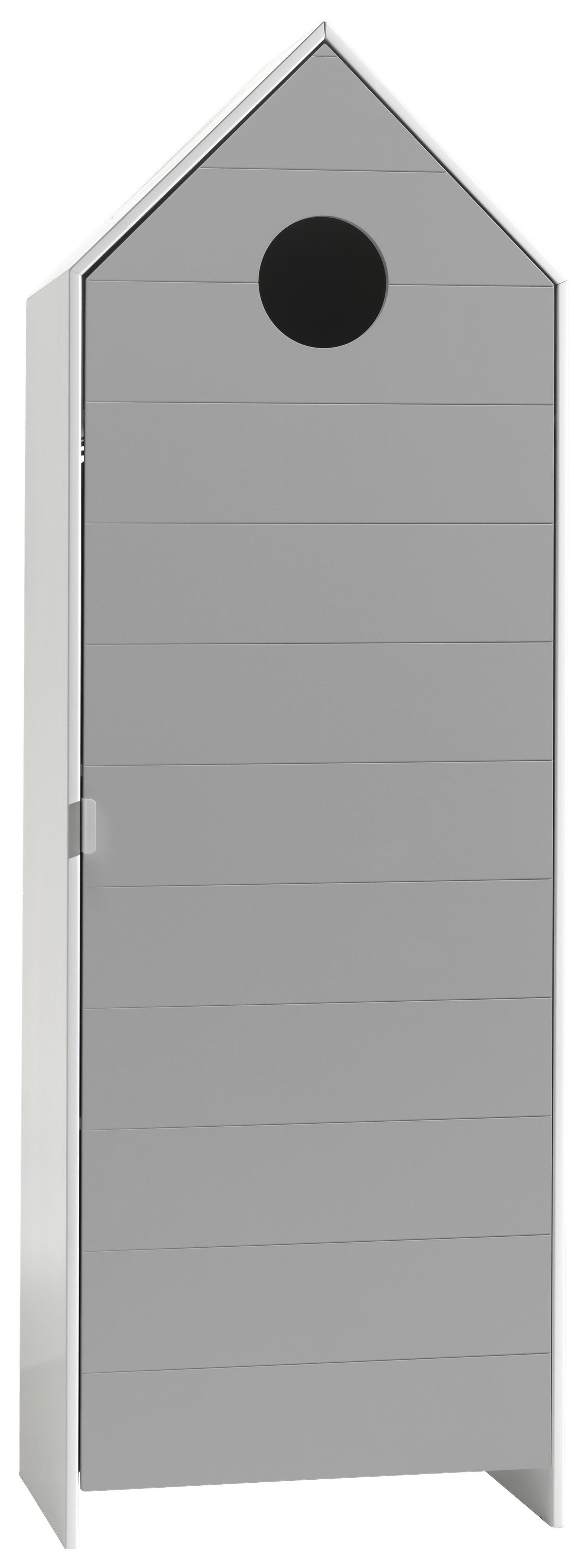 Dětská šatní skříň CASAMI - šedá/bílá, Moderní, kompozitní dřevo (57,6/171,3/37cm) - MID.YOU
