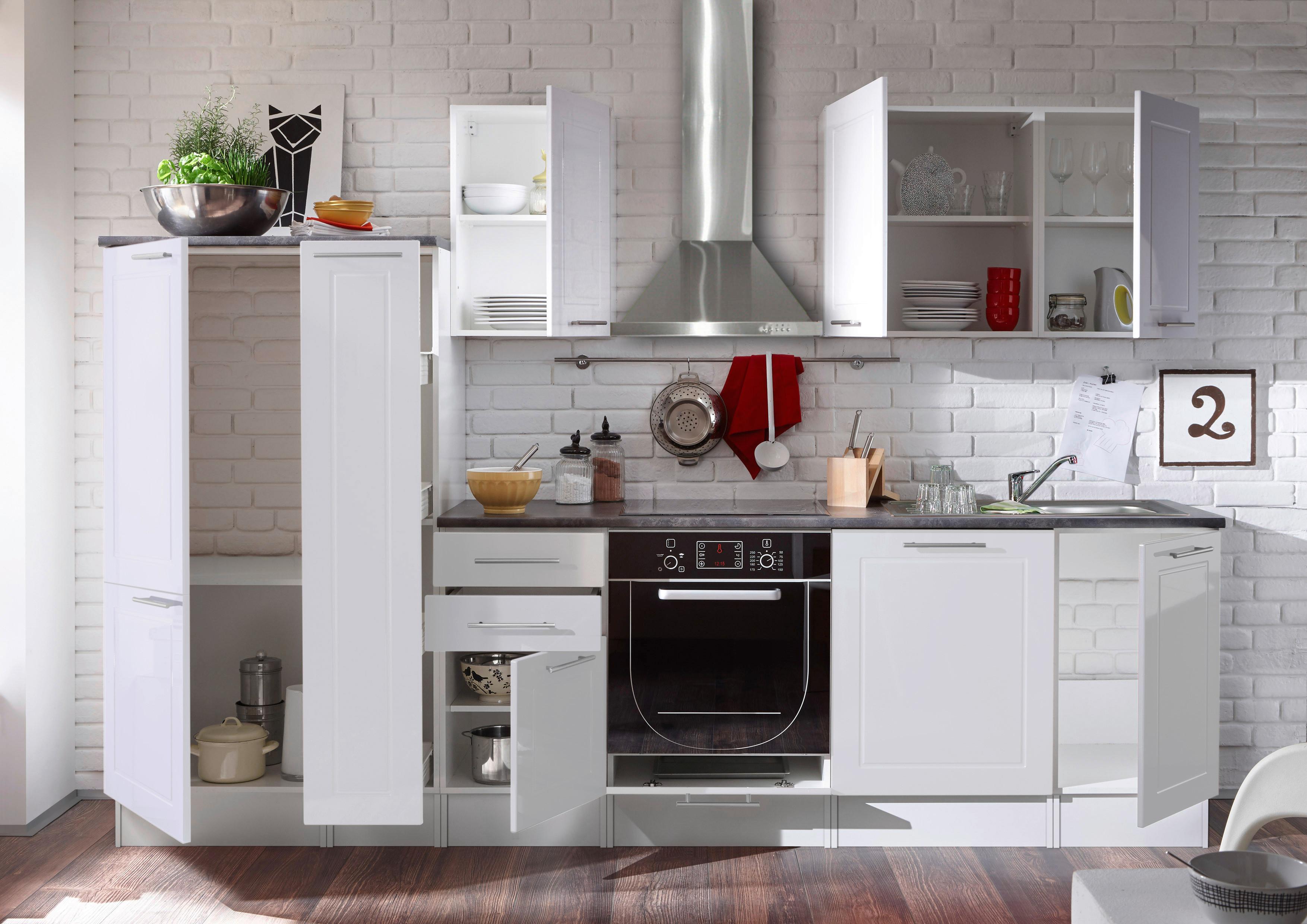 Küchenzeile Welcome ohne Geräte 300 cm Grau/Weiß - Weiß/Grau, Design, Holzwerkstoff (300cm) - MID.YOU