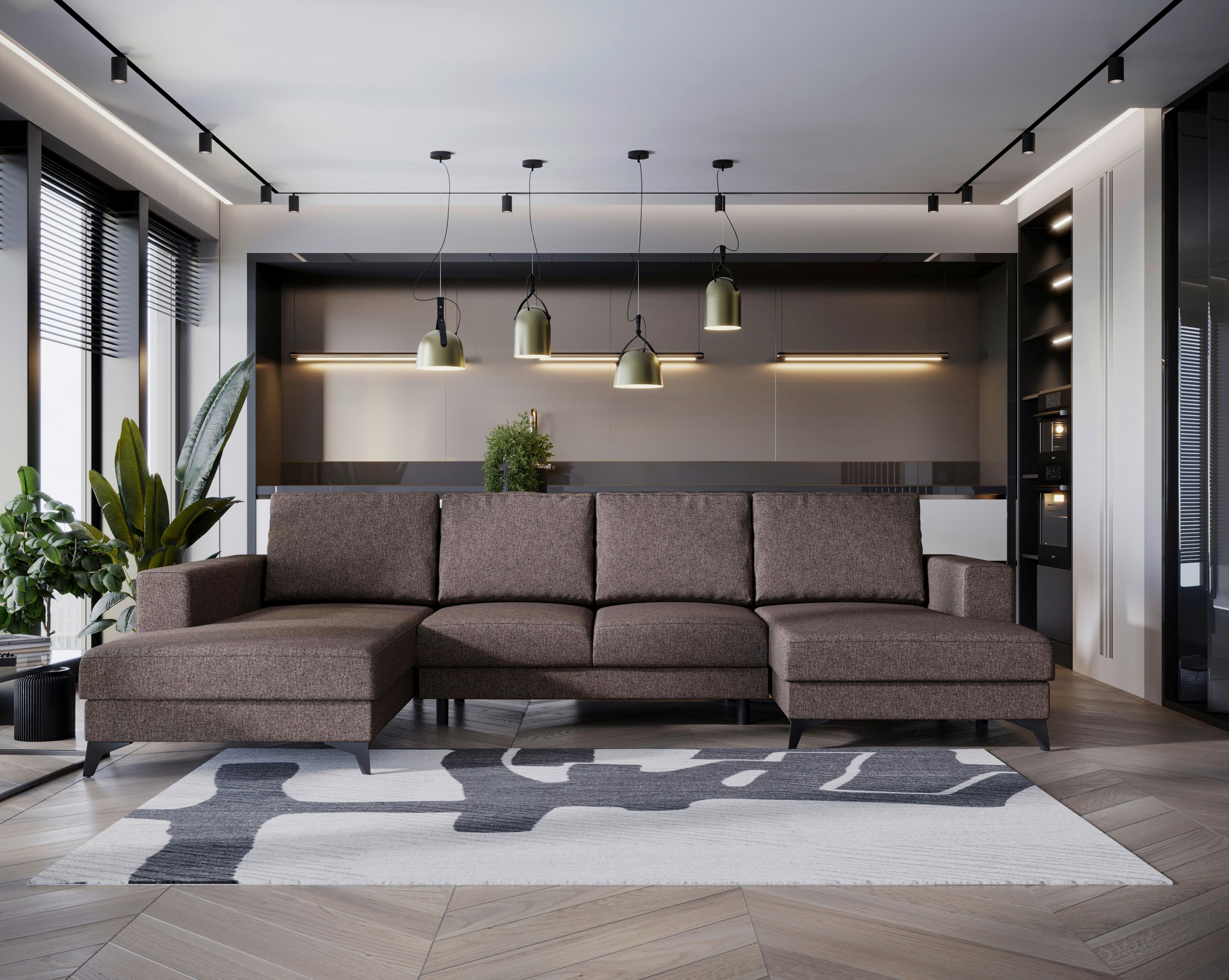 Harvey Braun U: 190x339x156 Cm - Schwarz/Braun, Design, Textil (190/339/156cm) - Livetastic