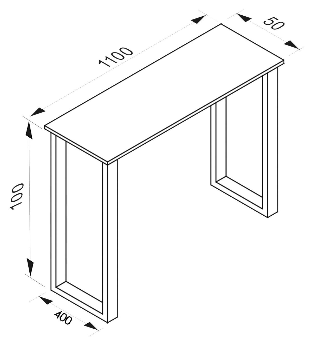 Bartisch Xona B 110x50 - Schwarz/Weiß, KONVENTIONELL, Holzwerkstoff/Metall (110/50/102cm)