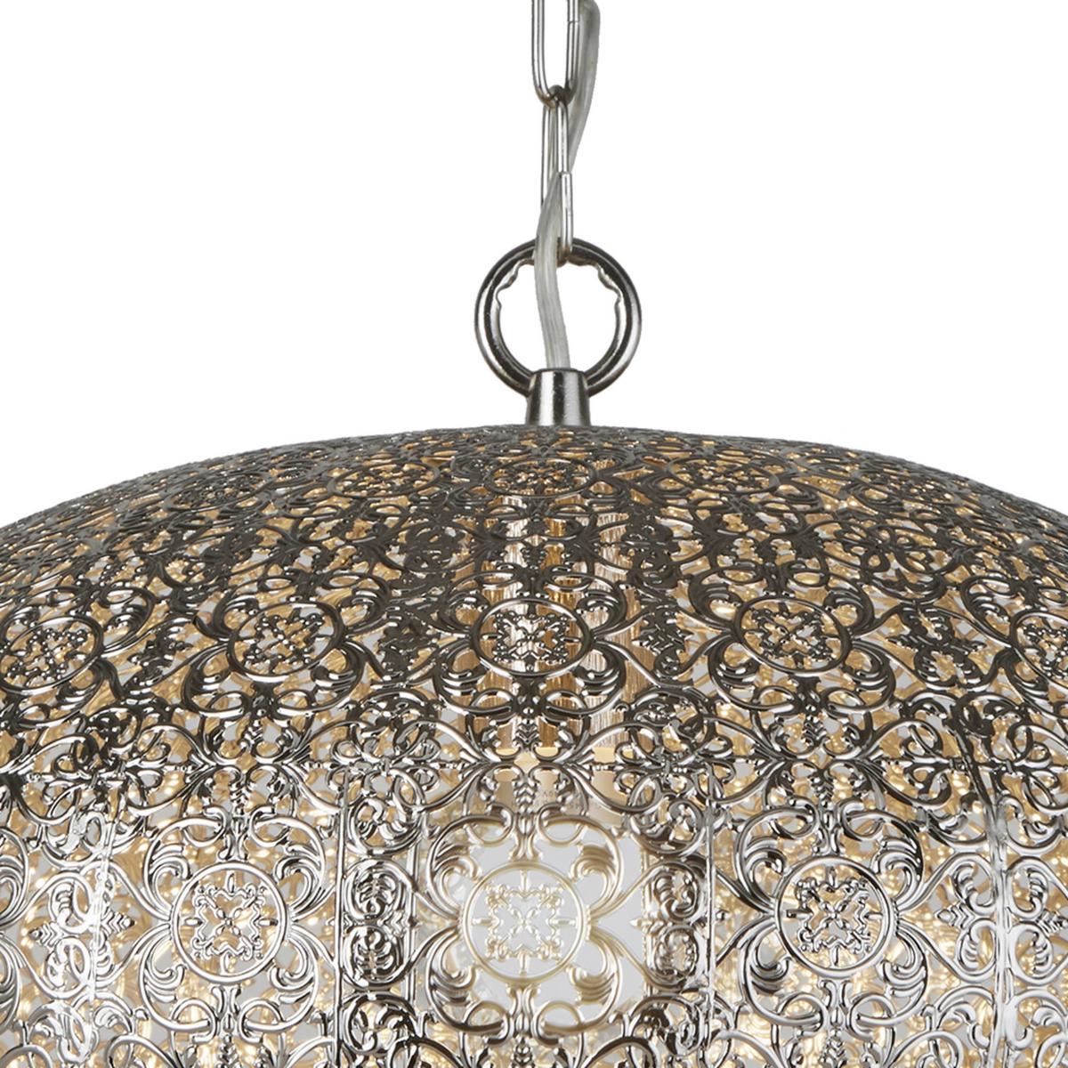 Hängeleuchte 2672ss Fretwork - Nickelfarben, Design, Metall (39/80cm)