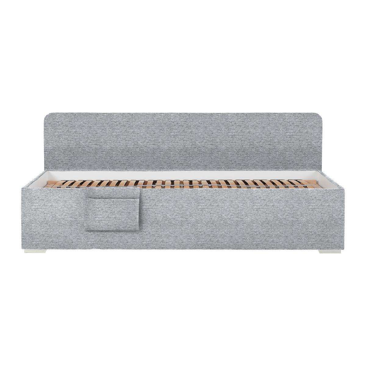 Posteľ Remi s bočnicami 90x200, poťah tmavosivý - prírodná farba/chrómová, Konventionell, drevo/textil (90/200cm) - Based