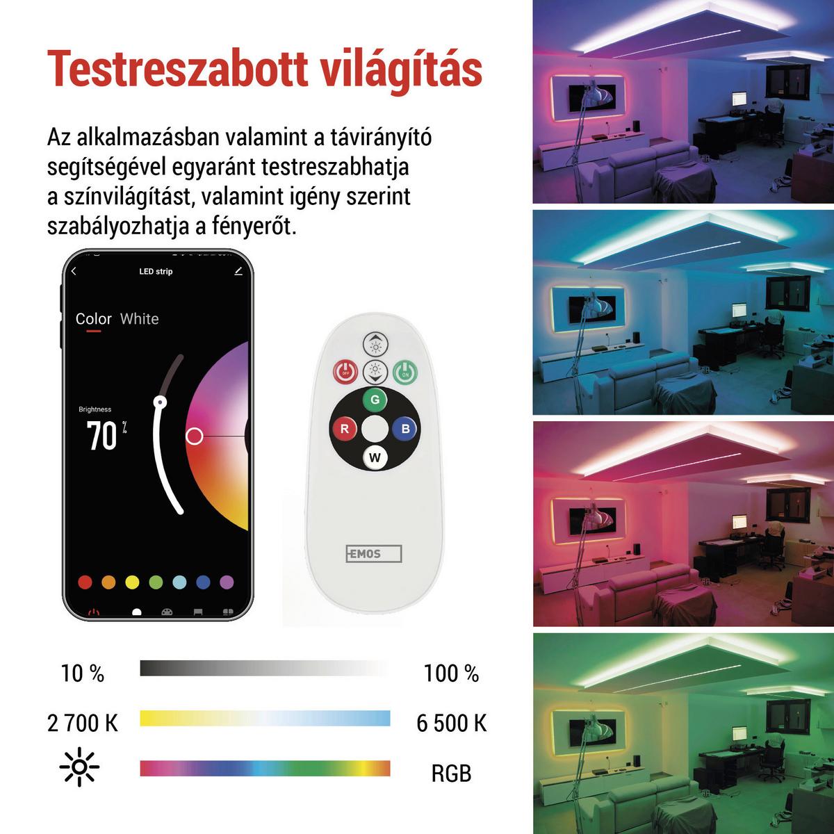 Led Szalag Gosmart Kb. 2m - többszínű, Basics, műanyag (200cm)