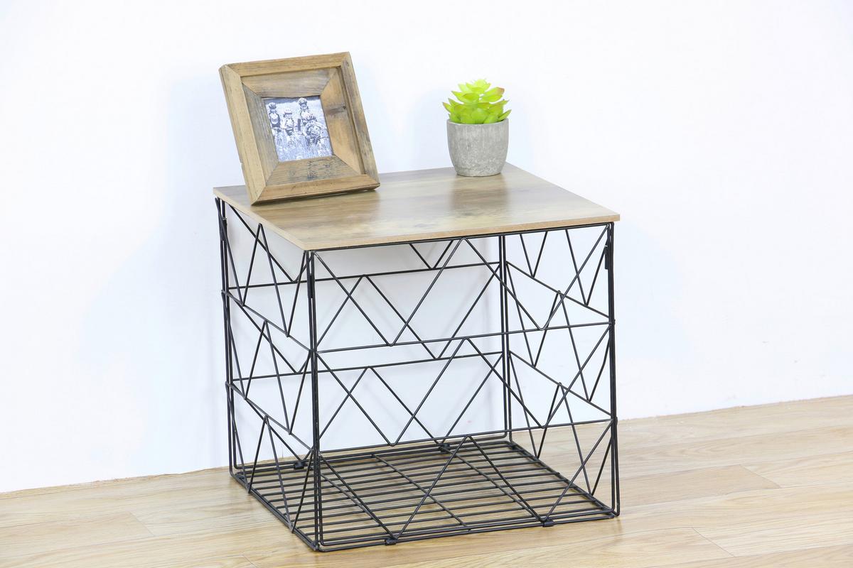 Beistelltisch Mit Metallgerüst Sally Schwarz / Dunkelbraun - Dunkelbraun/Schwarz, MODERN, Holzwerkstoff/Metall (40/38/40cm)
