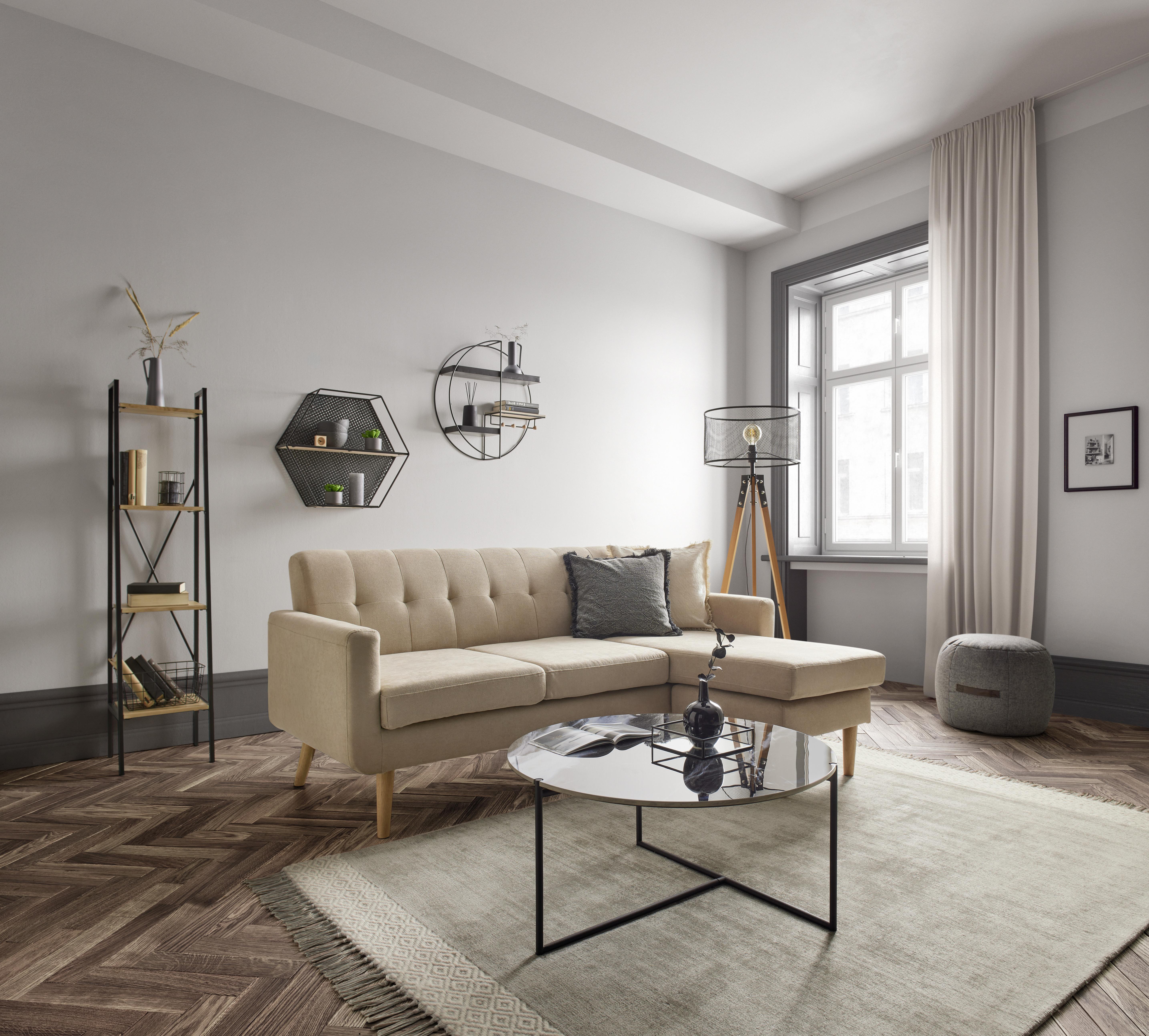 Sedacia Súprava Tamara Béžová - prírodné farby/béžová, Moderný, drevo/textil (198/83/143cm) - Bessagi Home
