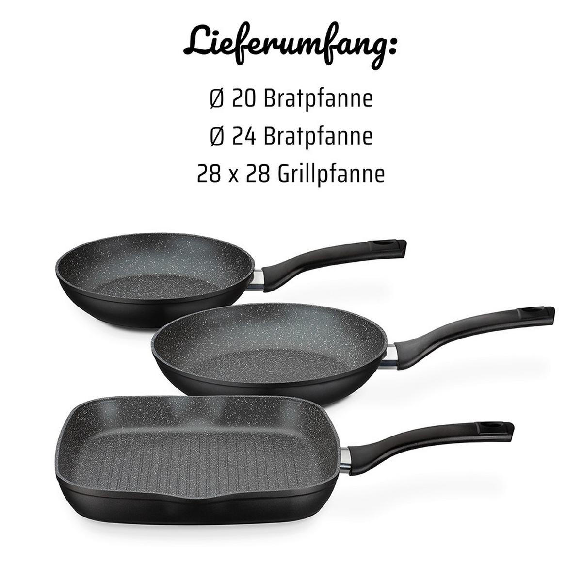 SADA PANVÍC GOURMET GRANIT - čierna, Basics, kov (20+24+28cm) - GSW