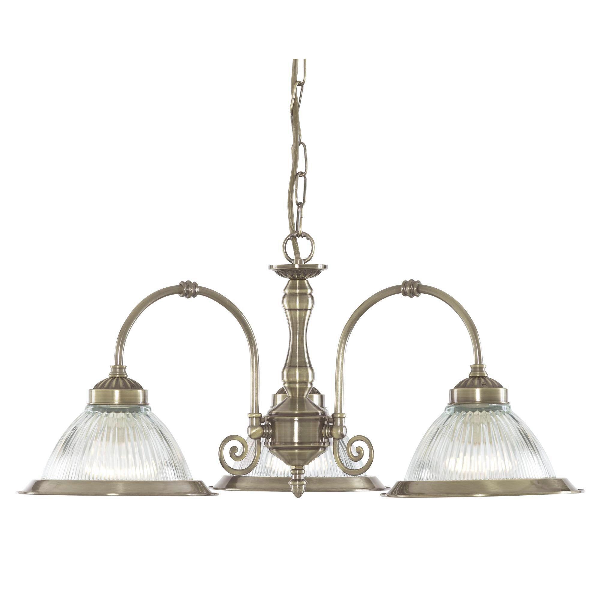Hängeleuchte 9343-3 American Diner - Messingfarben, Design, Glas/Metall (62/82cm)