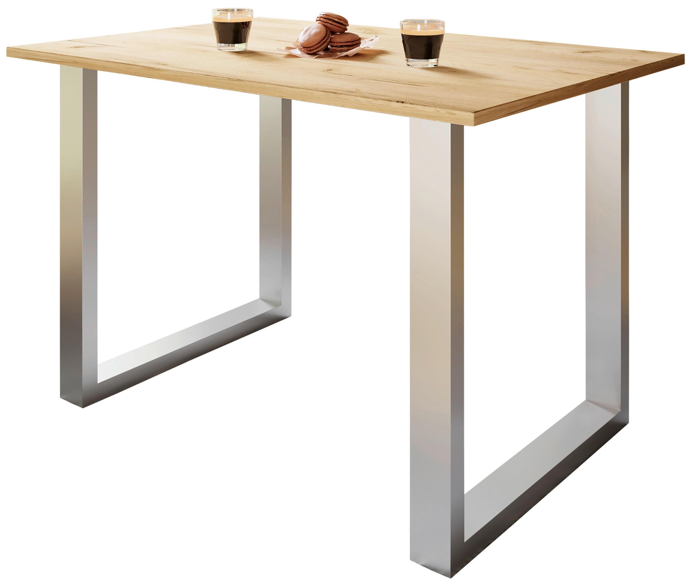 Schreibtisch Lona Silber, Eiche Dekor B: 140 cm - Honigeiche/Silberfarben, Design, Holzwerkstoff/Metall (140/50/76cm) - MID.YOU