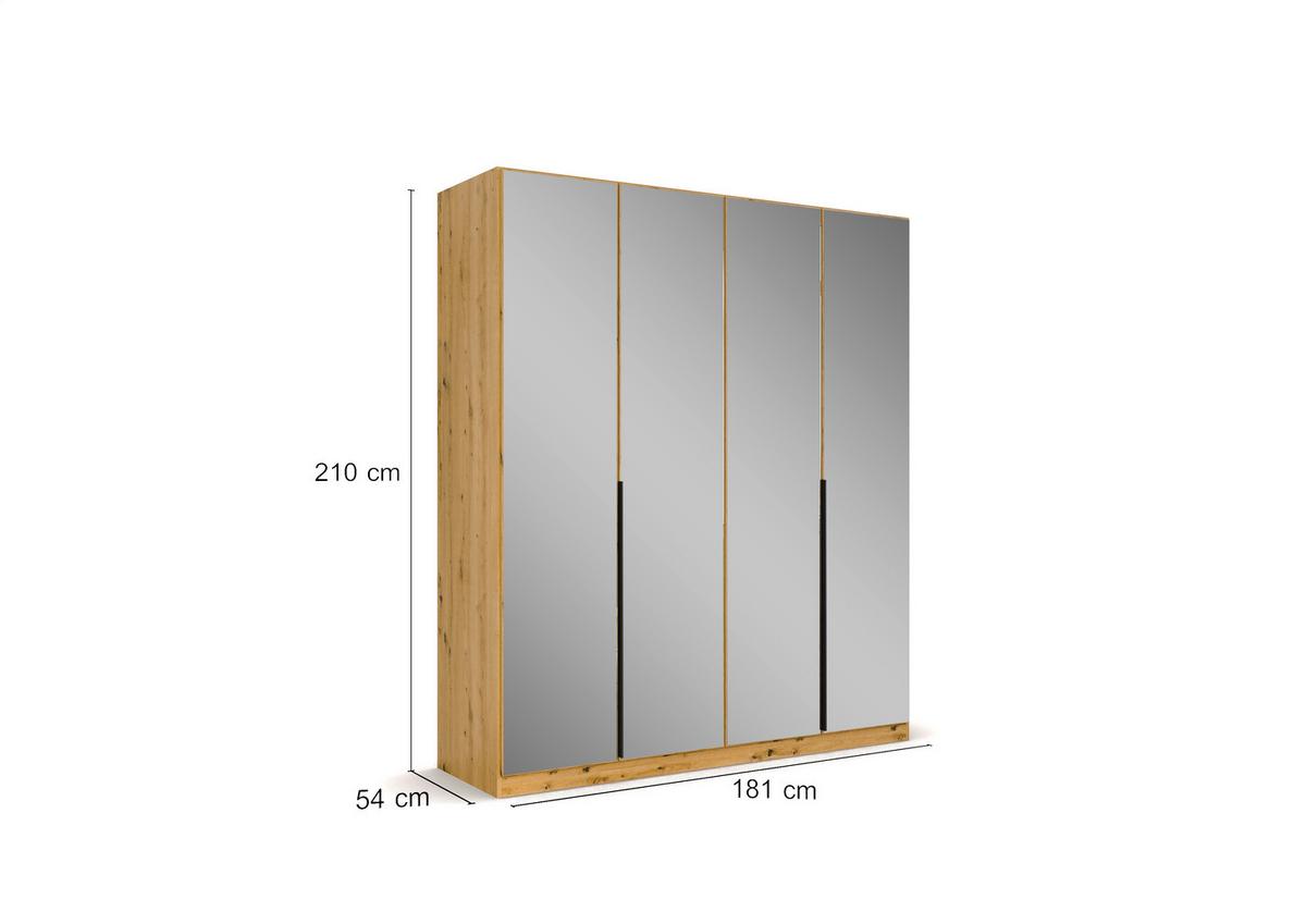 Drehtürenschrank Skyla Eiche Artisan/Glas B: 181 cm - Eiche Artisan, MODERN, Holzwerkstoff (181/210/54cm) - Rauch Möbel